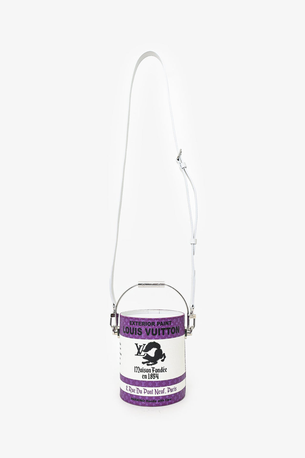 Louis Vuitton White/Purple Leather Paint Can Top Handle With Strap