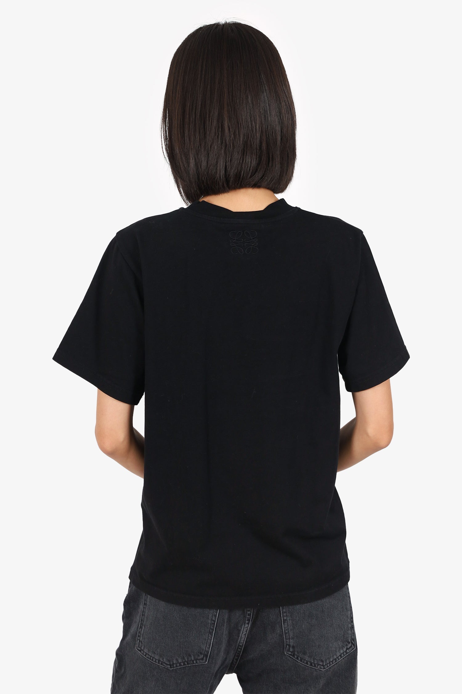 Loewe Black Cotton/Knit Anagram Embellished Palm Tree T-Shirt Size S