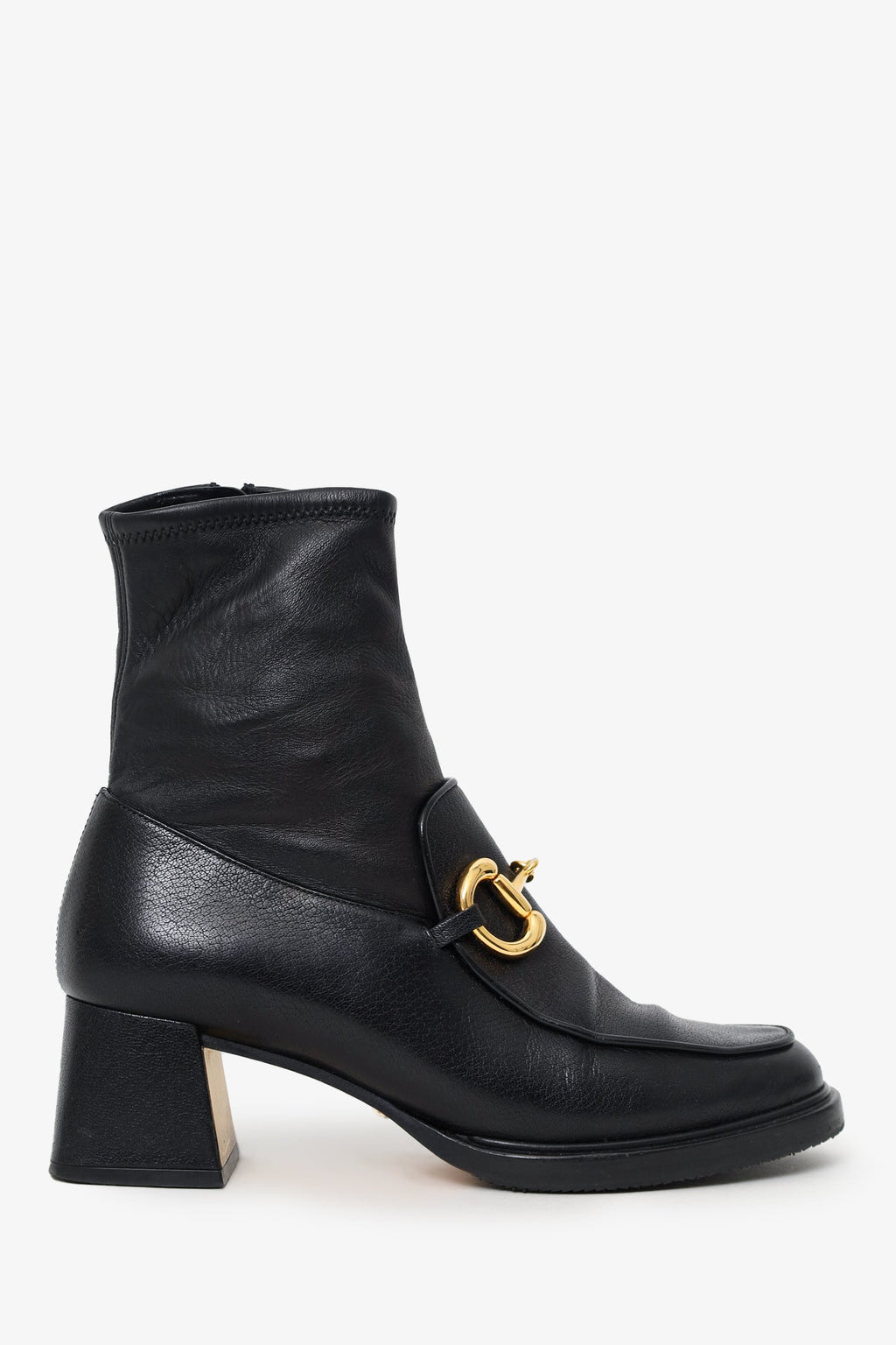 Gucci Black Leather 1955 Horsebit Ankle Boots Size 37.5