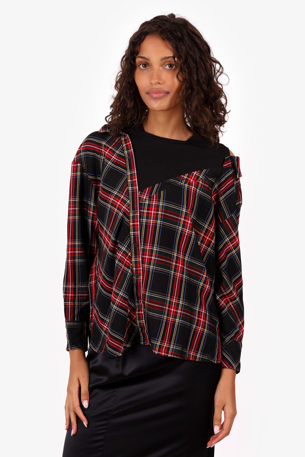 Maje Red/Black Asymmetrical Top Size 1
