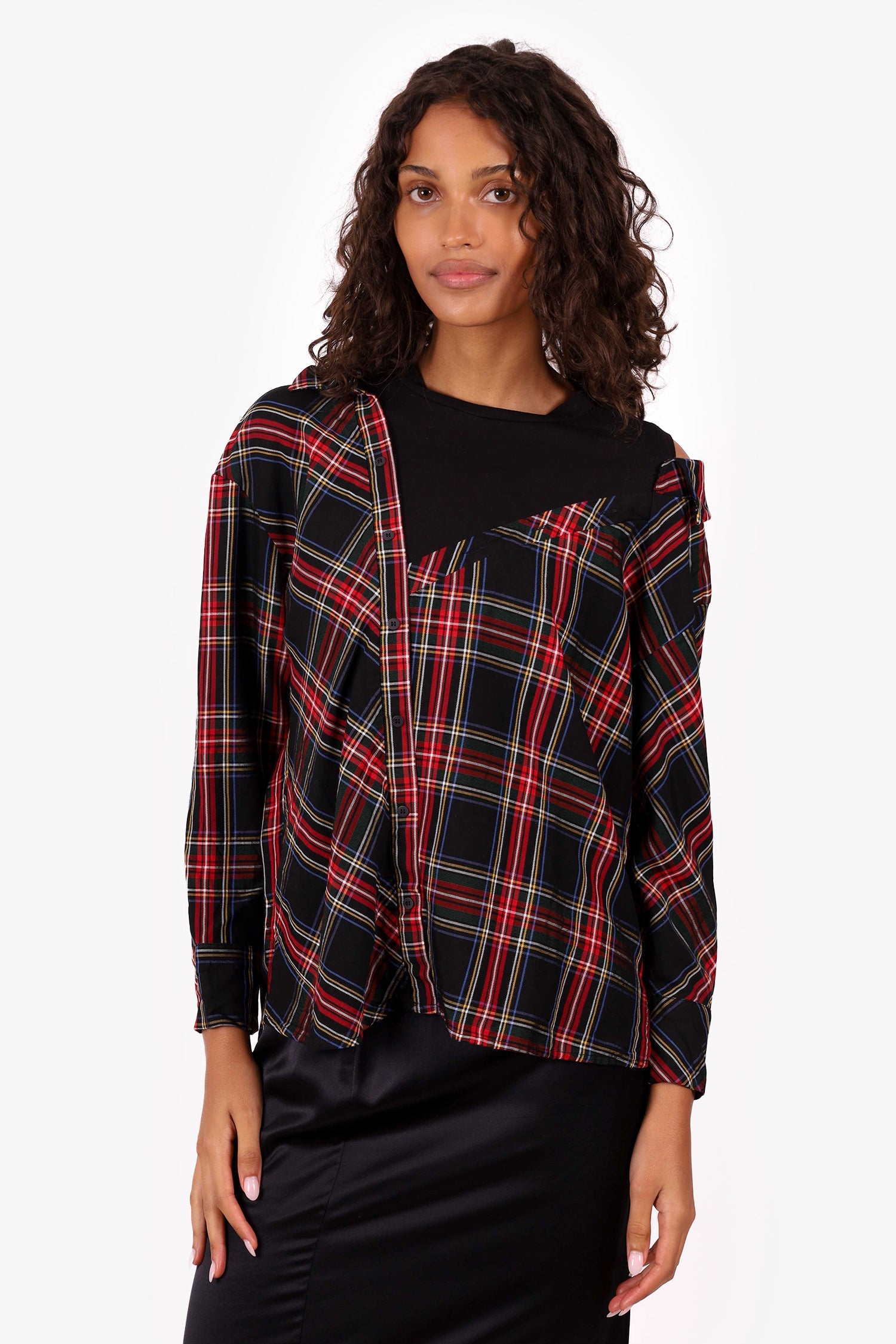 Maje Red/Black Asymmetrical Top Size 1