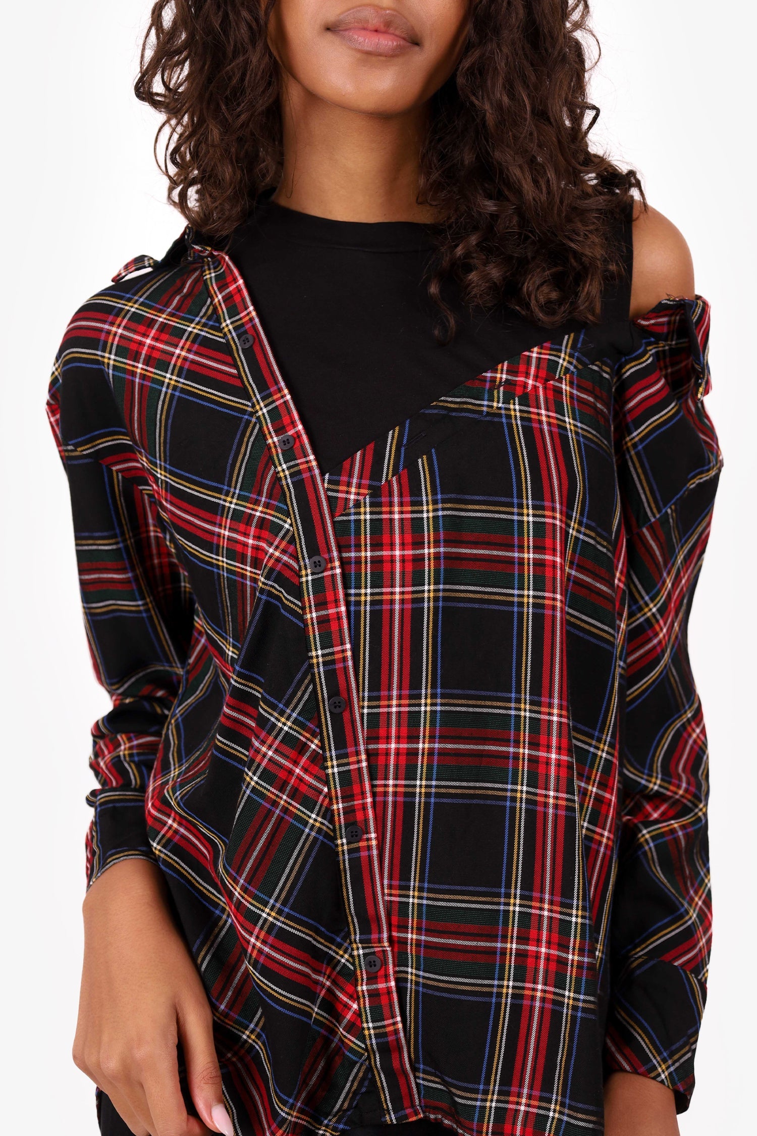 Maje Red/Black Asymmetrical Top Size 1