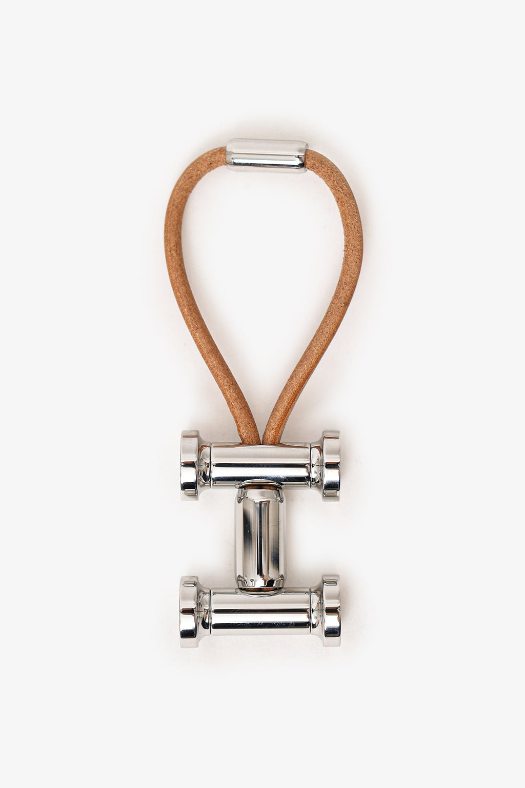 Hermès Silver Tone Leather/Metal Mobile H Keychain