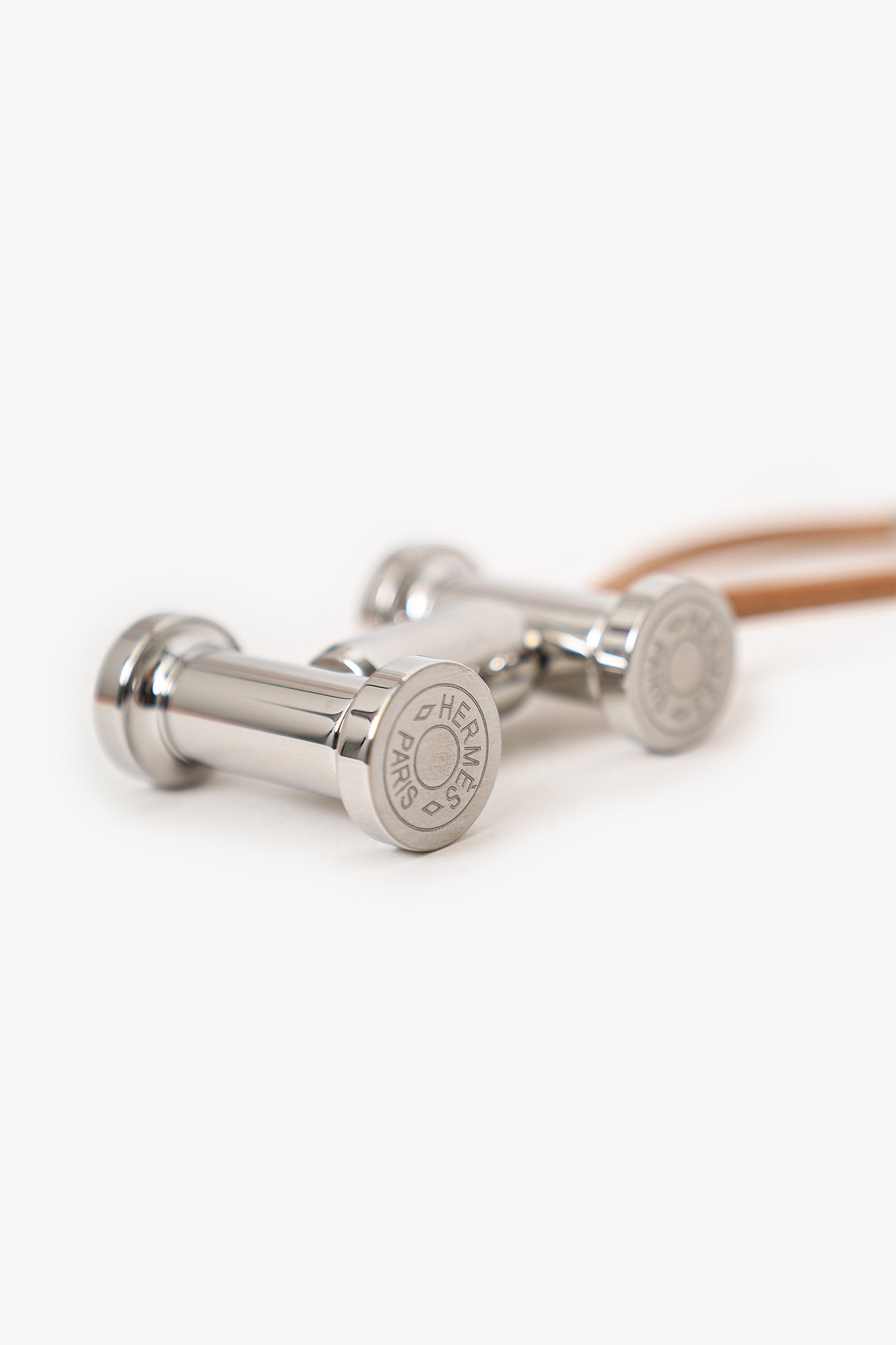 Hermès Silver Tone Leather/Metal Mobile H Keychain