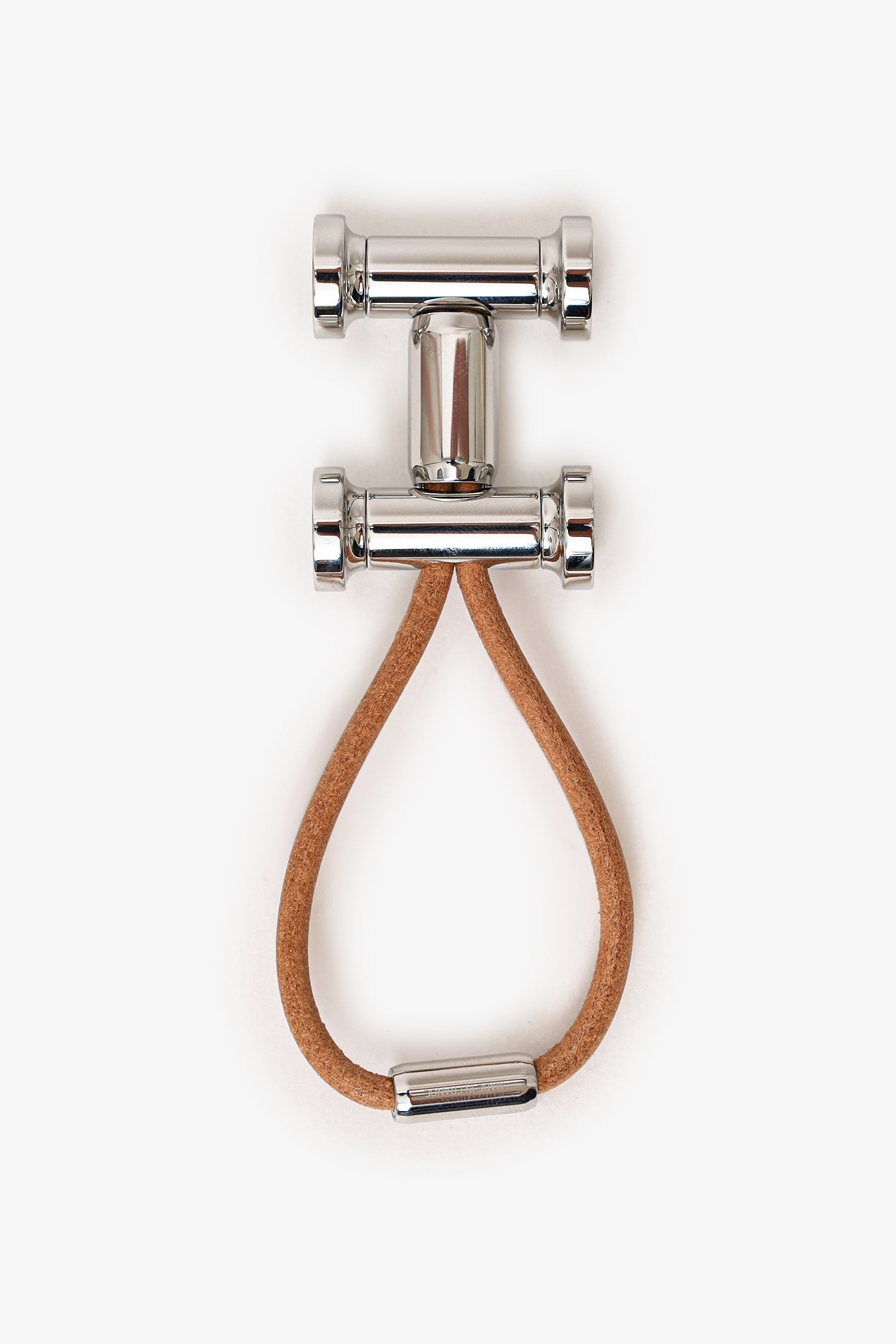 Hermès Silver Tone Leather/Metal Mobile H Keychain