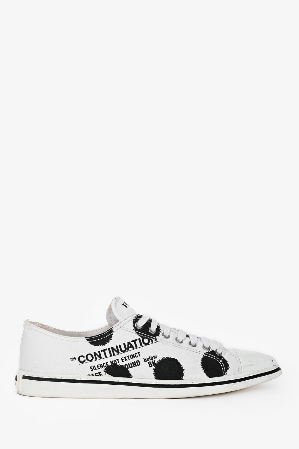 Prada White Graphic Printed Pointed Toe Sneakers Size 39