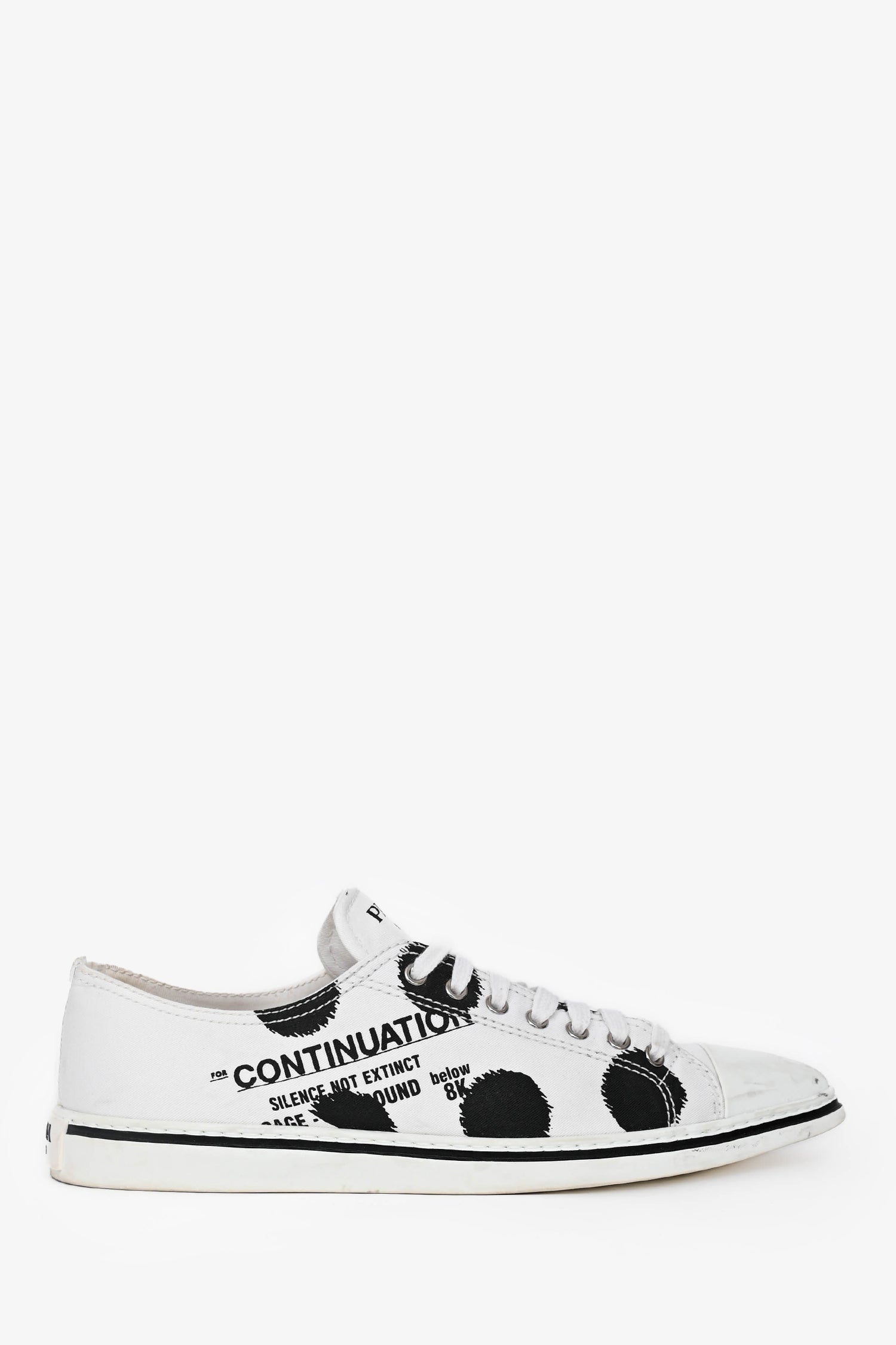 Prada White Graphic Printed Pointed Toe Sneakers Size 39