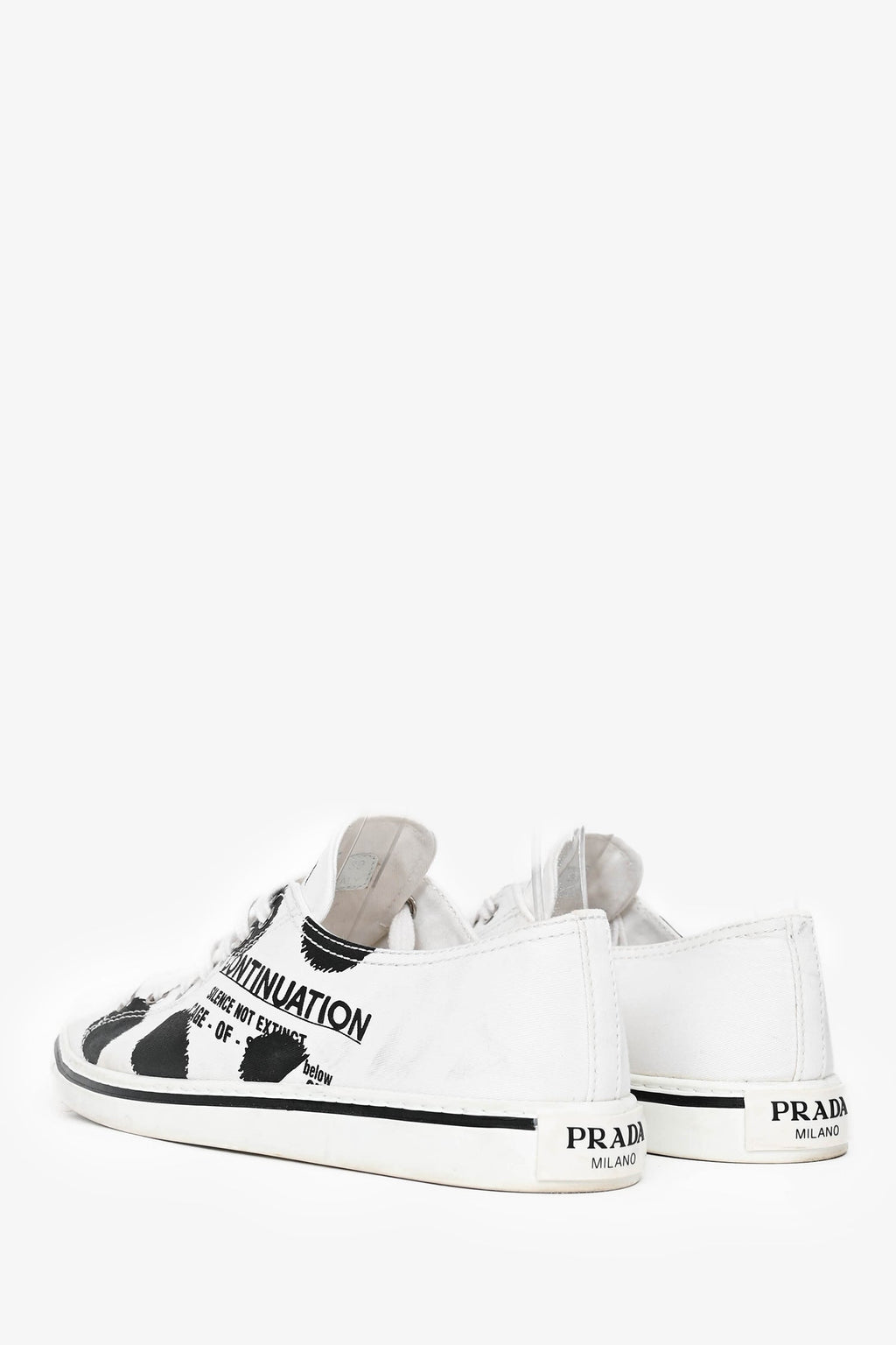 Prada White Graphic Printed Pointed Toe Sneakers Size 39