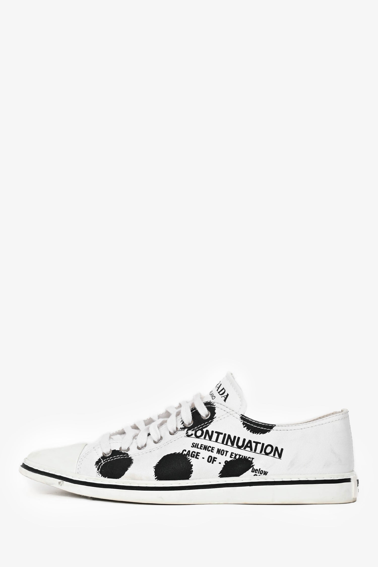 Prada White Graphic Printed Pointed Toe Sneakers Size 39