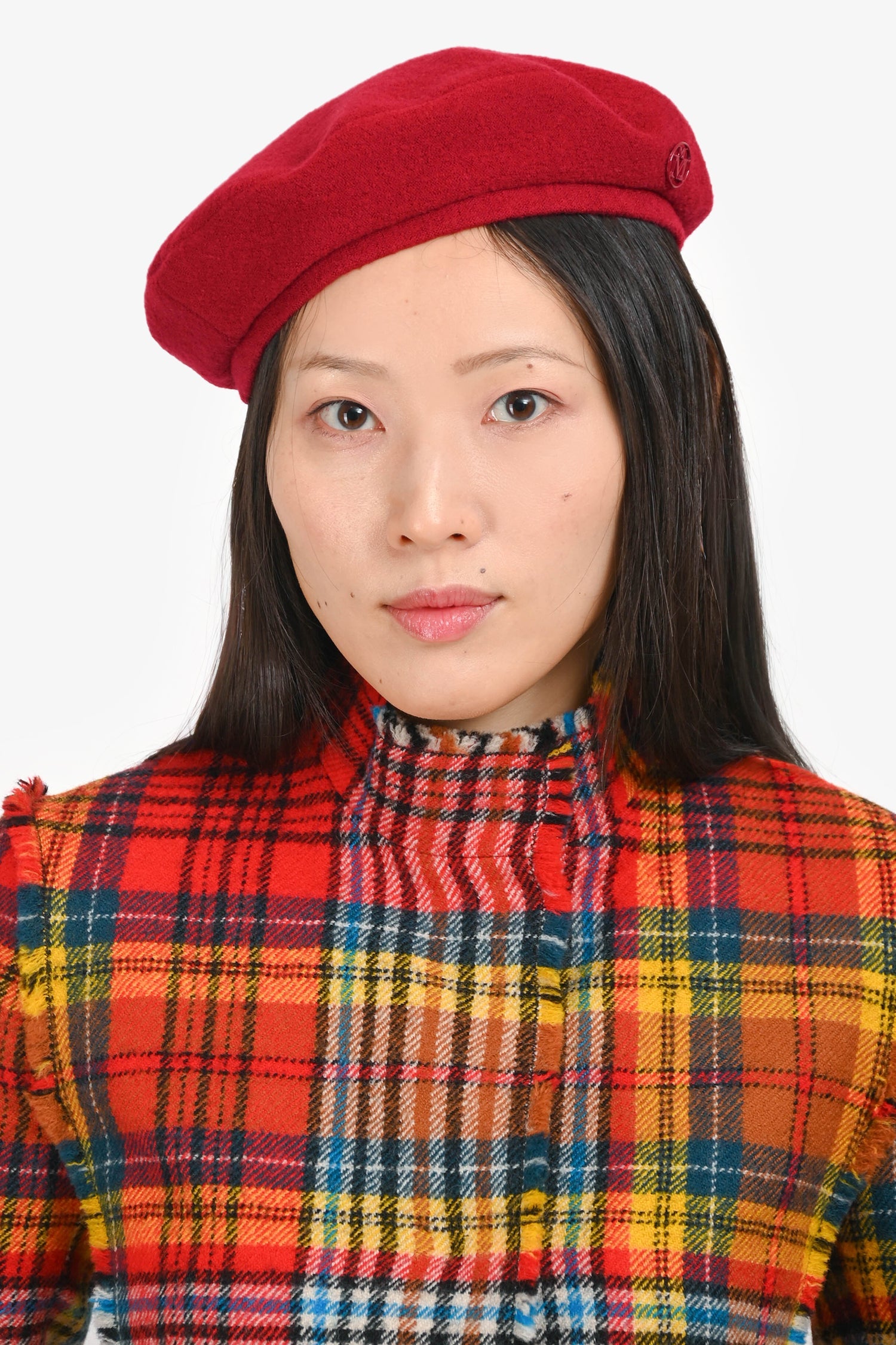 Maison Michel Red 'New Billy' Beret Hat Size M