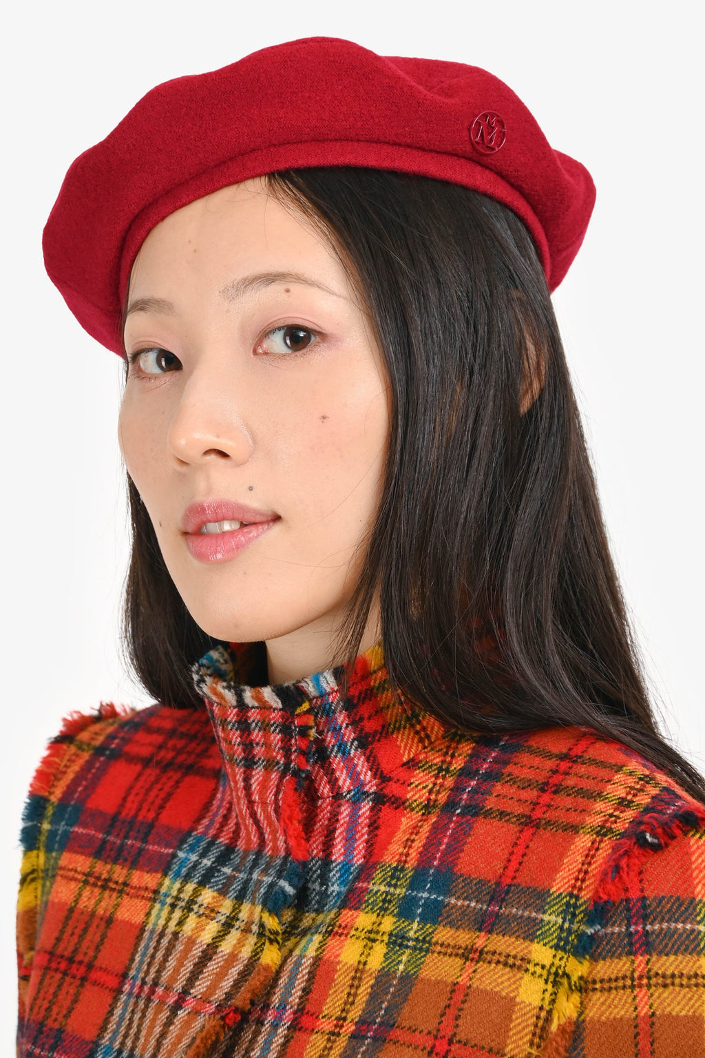 Maison Michel Red 'New Billy' Beret Hat Size M