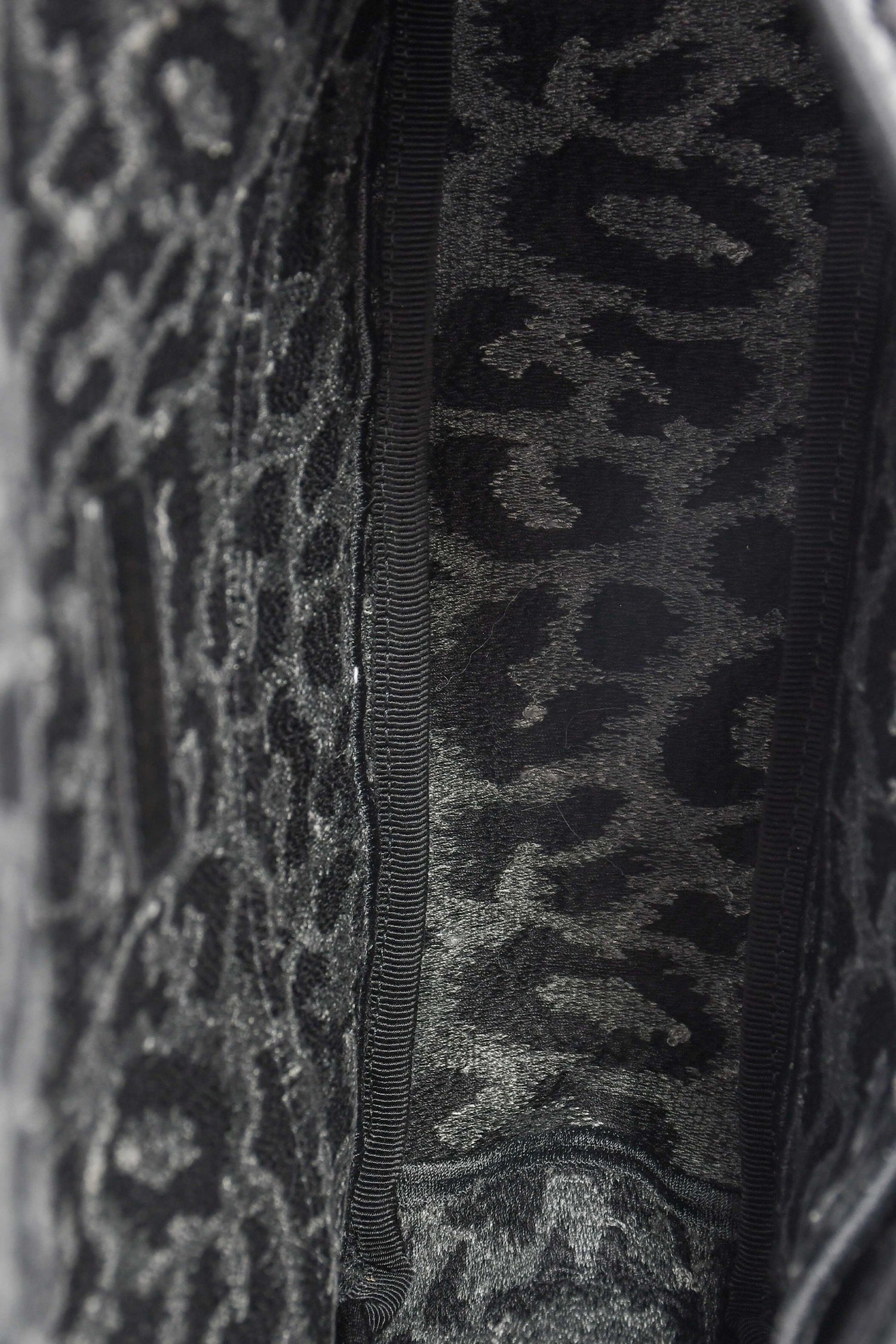 Christian Dior 2021 Black Grey Velvet Leopard Print Medium Caro Bag