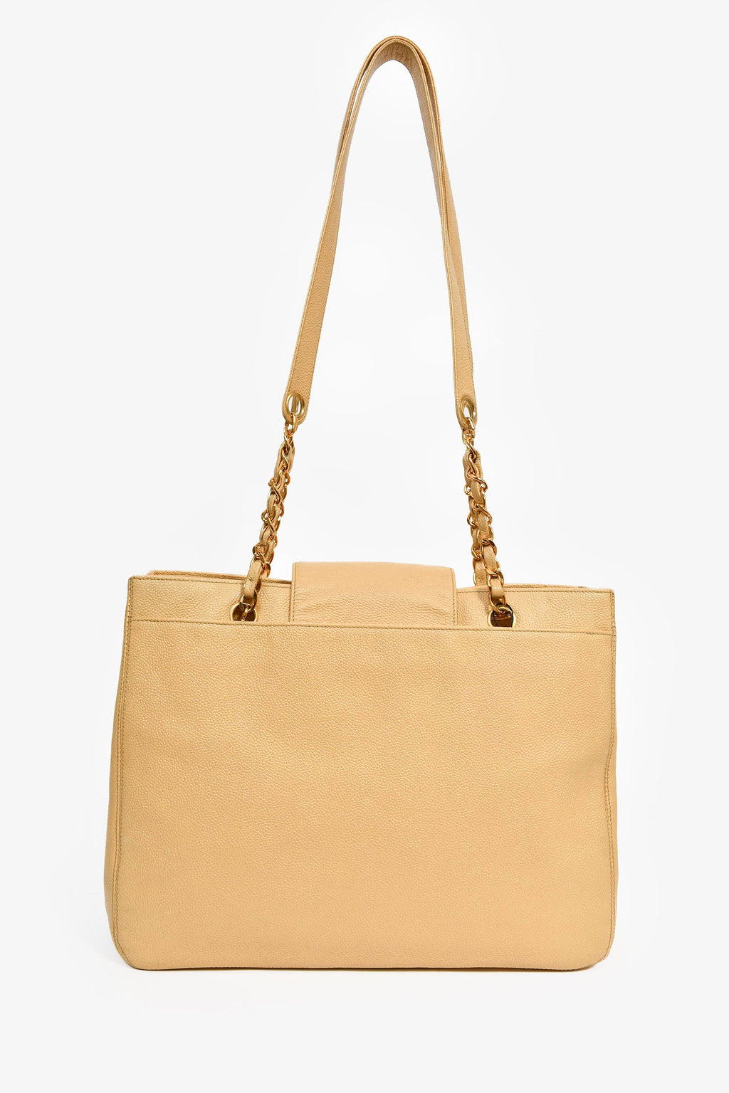 Pre-Loved Chanel™ Beige Caviar Leather CC Shopper Tote Bag