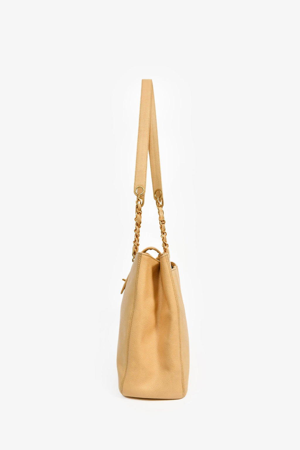 Pre-Loved Chanel™ Beige Caviar Leather CC Shopper Tote Bag