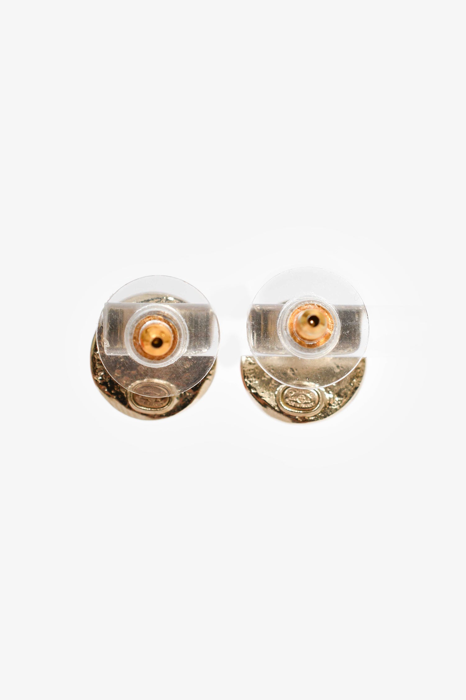 Pre-Loved Chanel™ Gold Tone Round Crystal Embellished Earrings