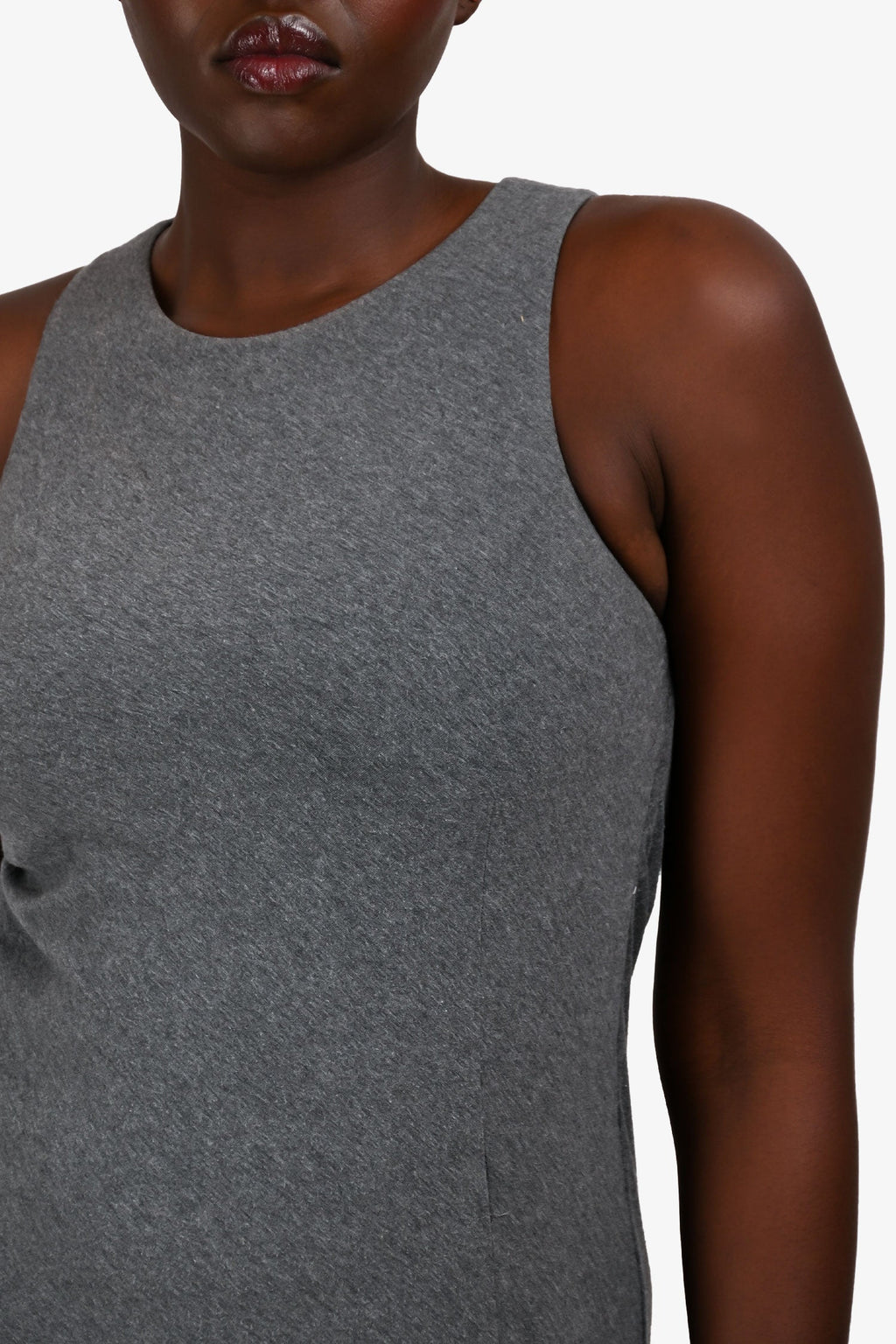 Brunello Cucinelli Grey Sleeveless High Low Hem Dress Estimated Size M