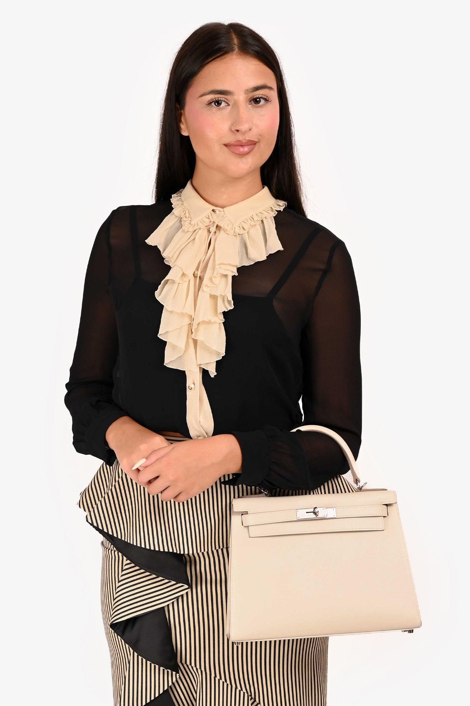 Hermès 2021 Chalk White Epsom Leather Kelly Sellier 28
