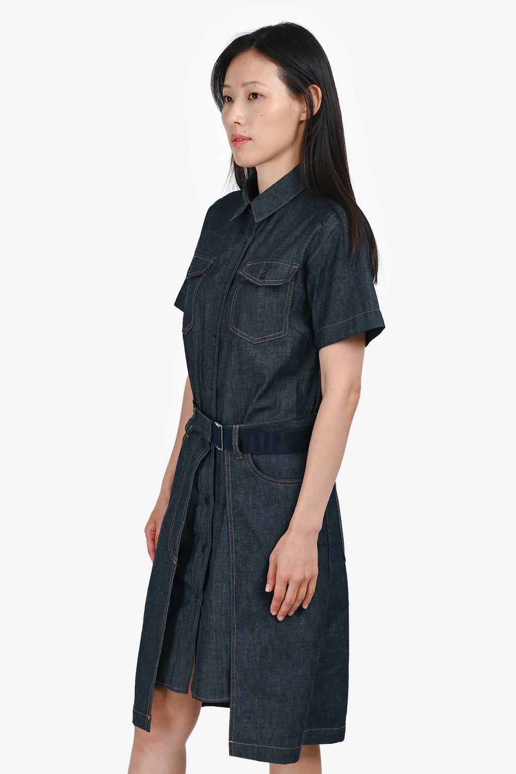 A.P.C X Sacai Denim 'Keiko' Belted Midi Dress Size 34