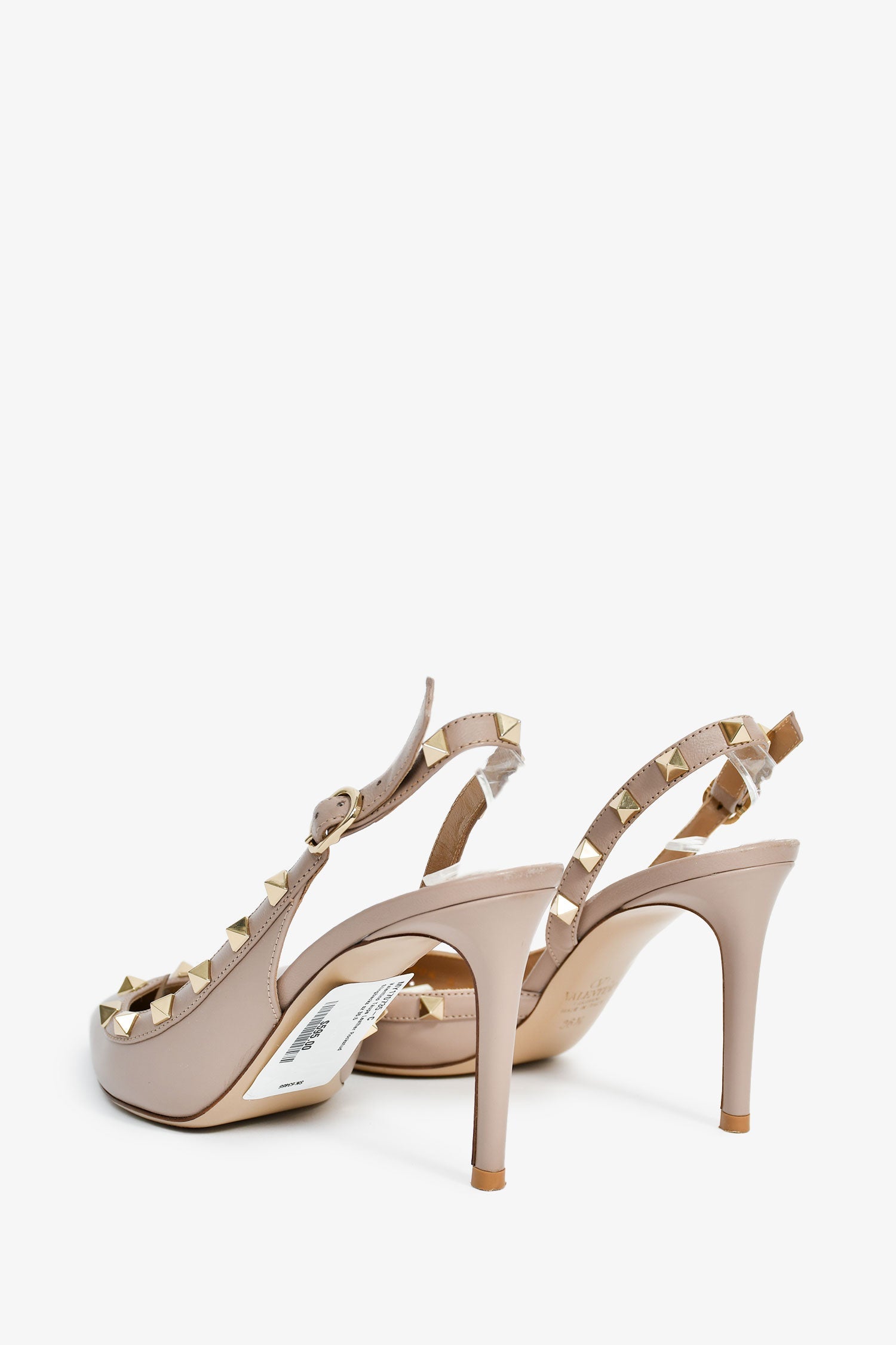 Valentino Taupe Leather Rockstud Slingbacks Size 36.5