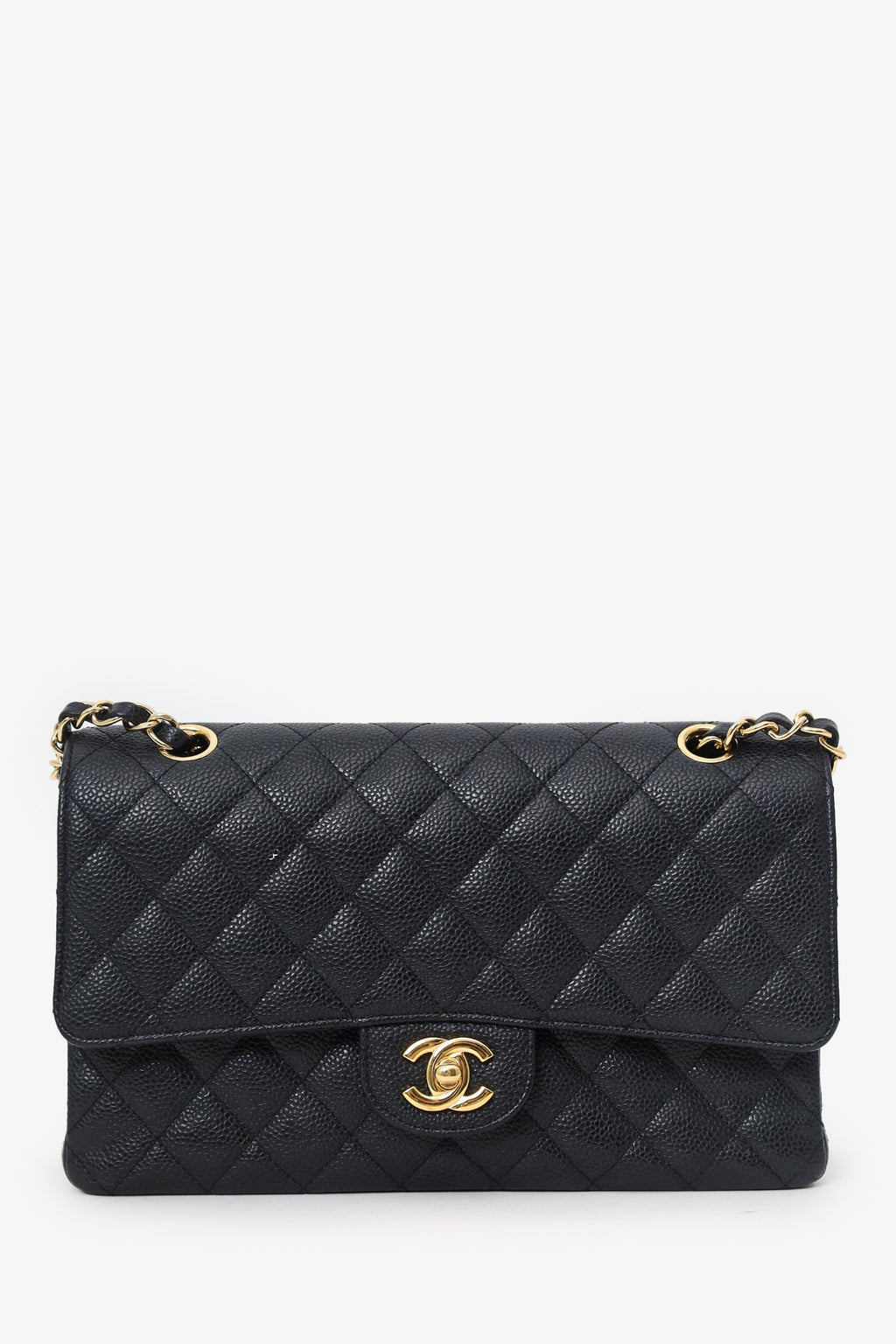 Pre-Loved Chanel™ 2011 Black Caviar Leather Medium Double Flap With Gold-Tone Hardware