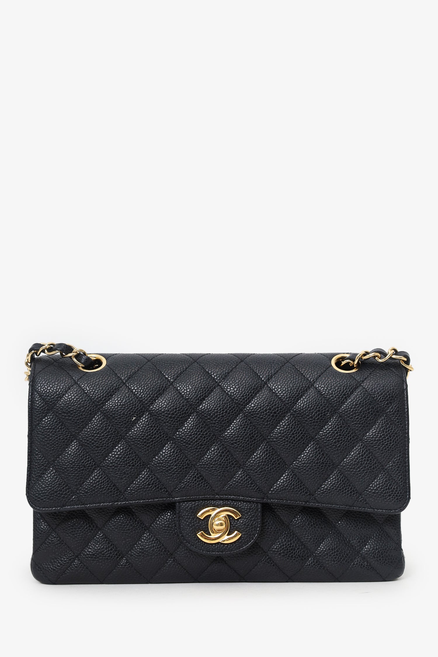 Pre-Loved Chanel™ 2011 Black Caviar Leather Medium Double Flap With Gold-Tone Hardware