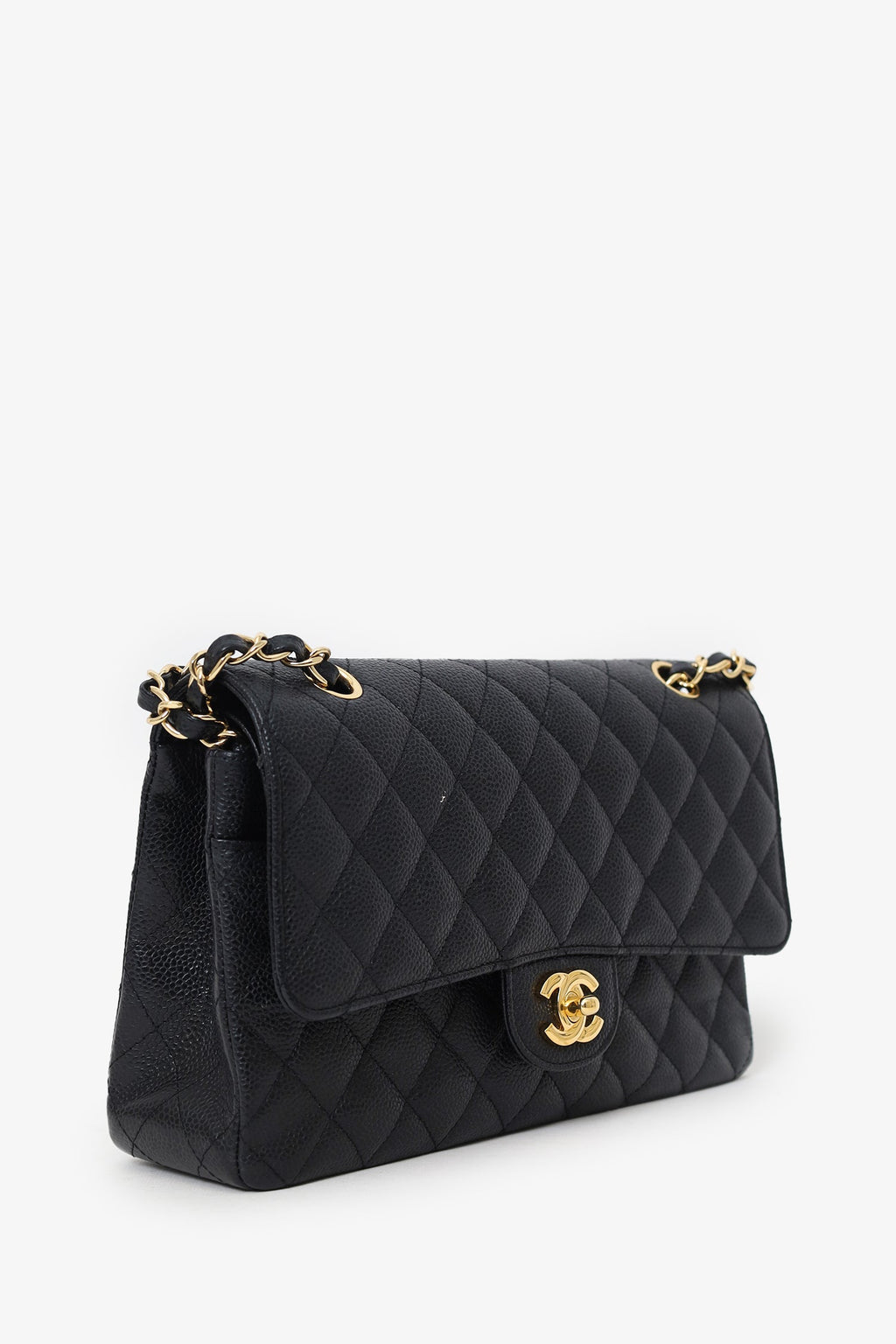 Pre-Loved Chanel™ 2011 Black Caviar Leather Medium Double Flap With Gold-Tone Hardware