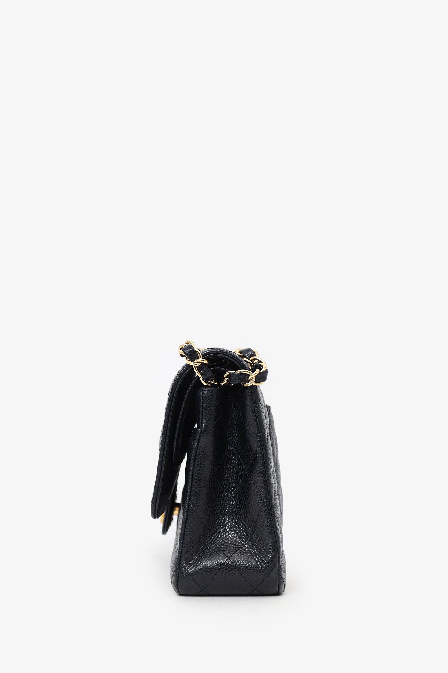 Pre-Loved Chanel™ 2011 Black Caviar Leather Medium Double Flap With Gold-Tone Hardware