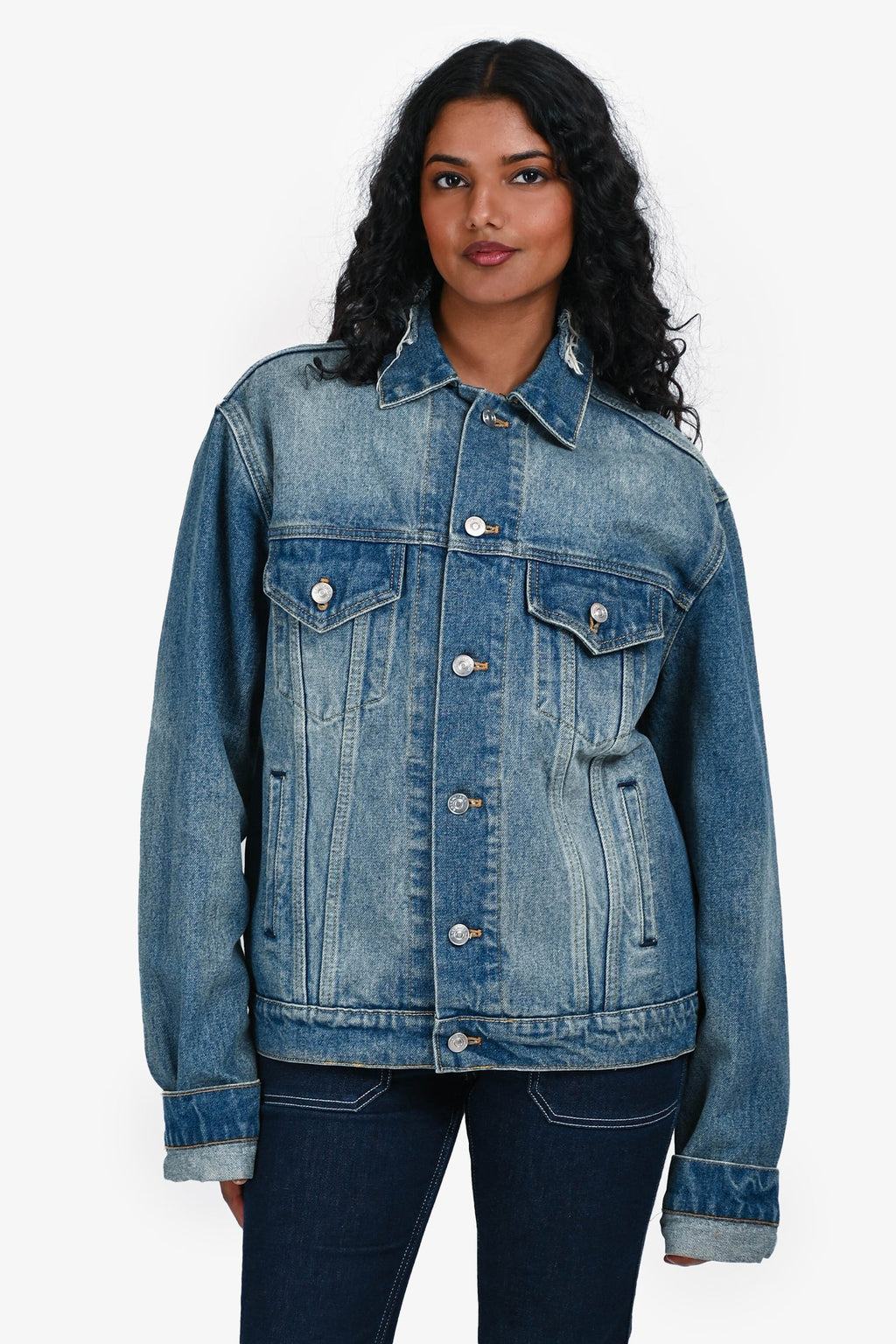 Balenciaga 2017 Denim Blue Campaign Logo Jacket Size 48