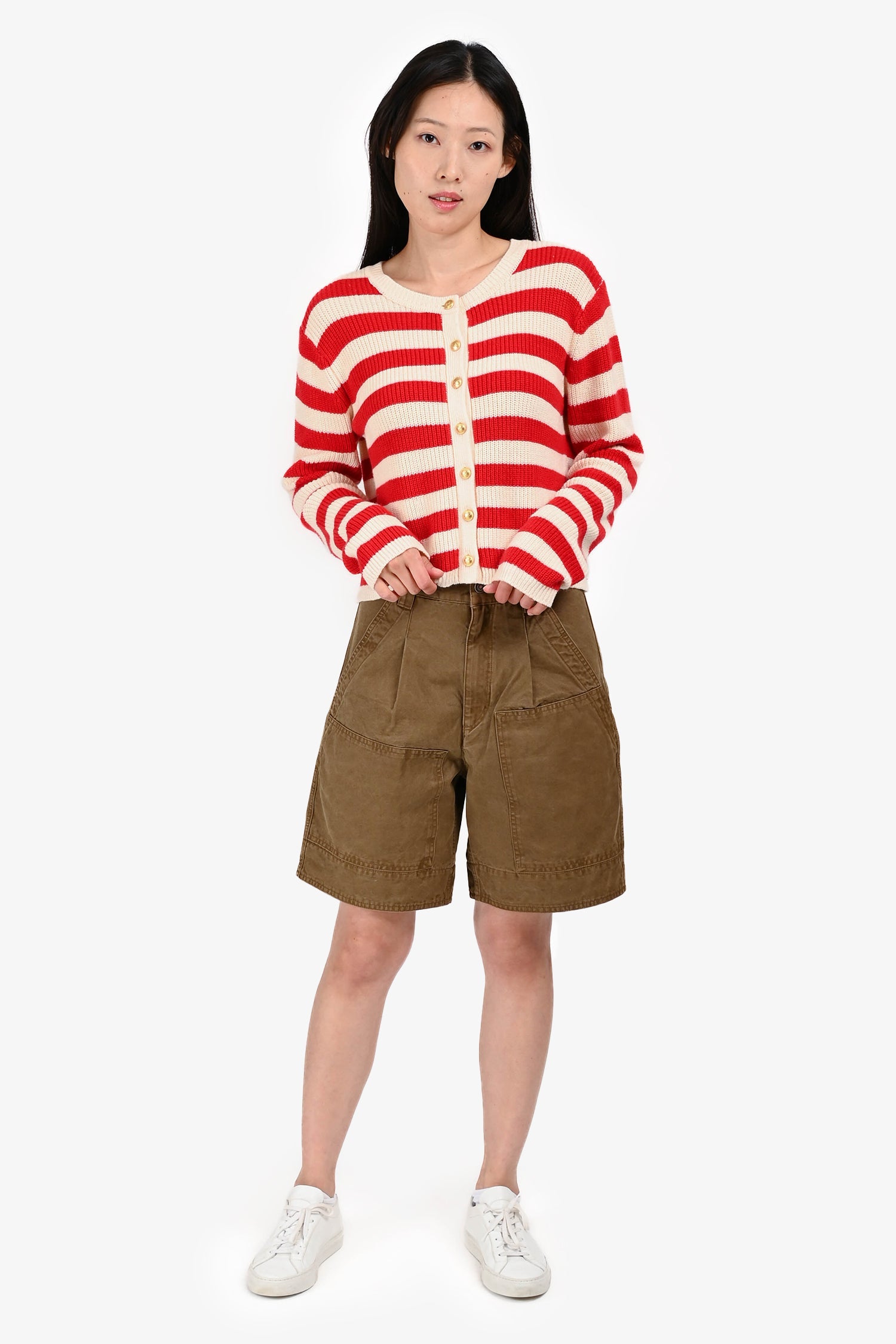 Isabel Marant Etoile Brown Khaki Utility Bermuda Shorts Size 38