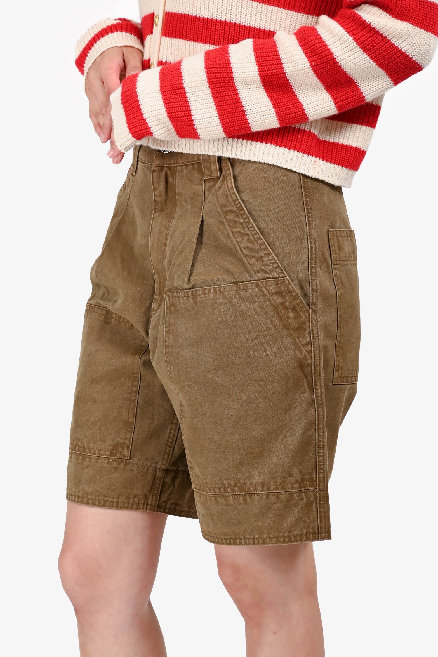 Isabel Marant Etoile Brown Khaki Utility Bermuda Shorts Size 38