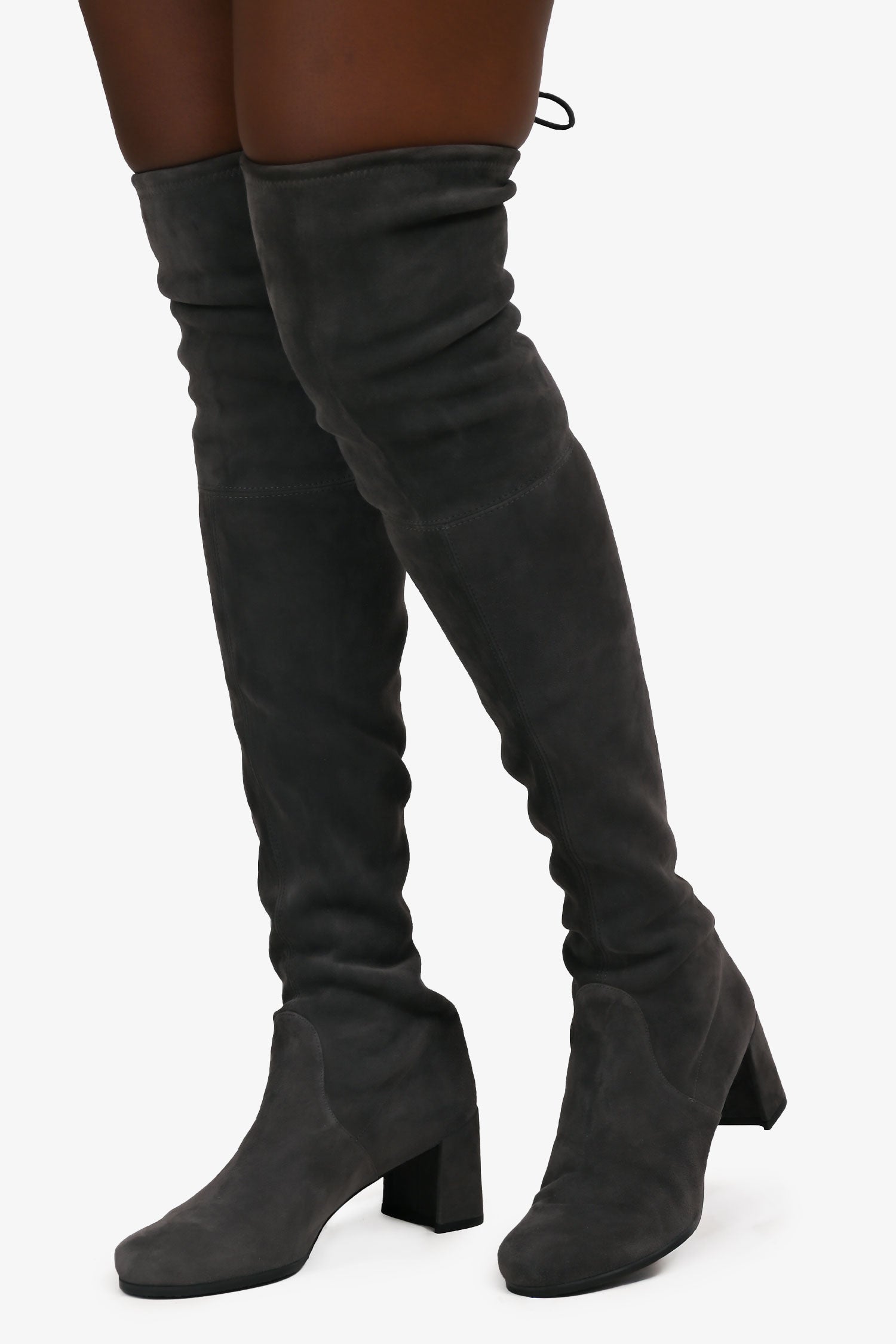Stuart Weitzman Grey Suede Knee High Heeled Boots Size 10