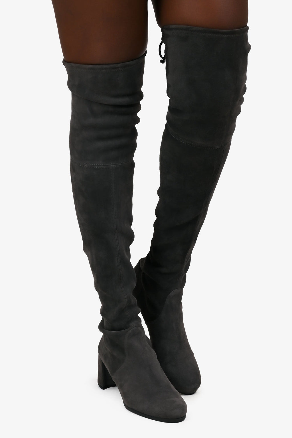 Stuart Weitzman Grey Suede Knee High Heeled Boots Size 10