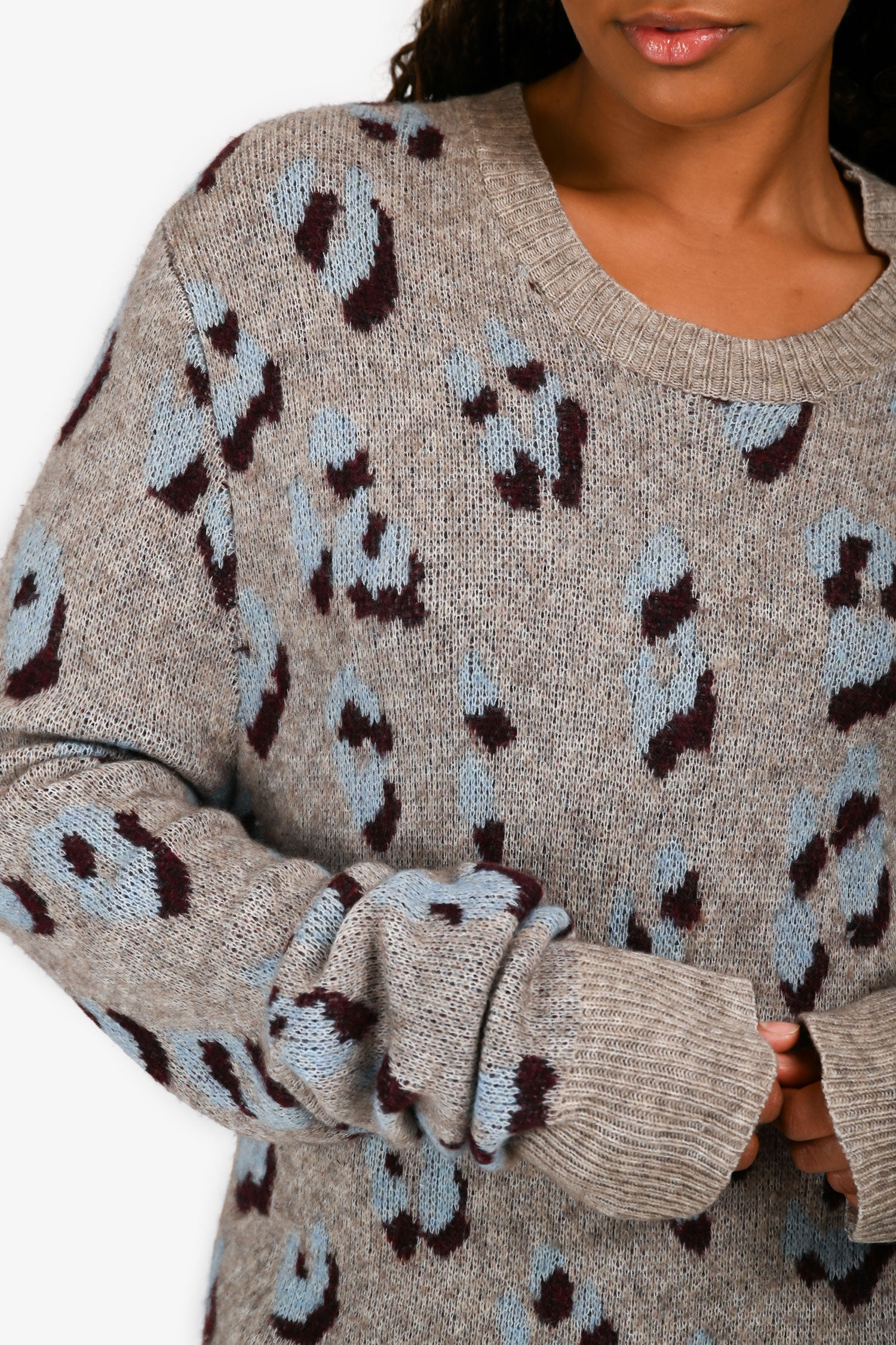 3.1 Phillip Lim Grey Patterned Super Long Sleeve Sweater Size L
