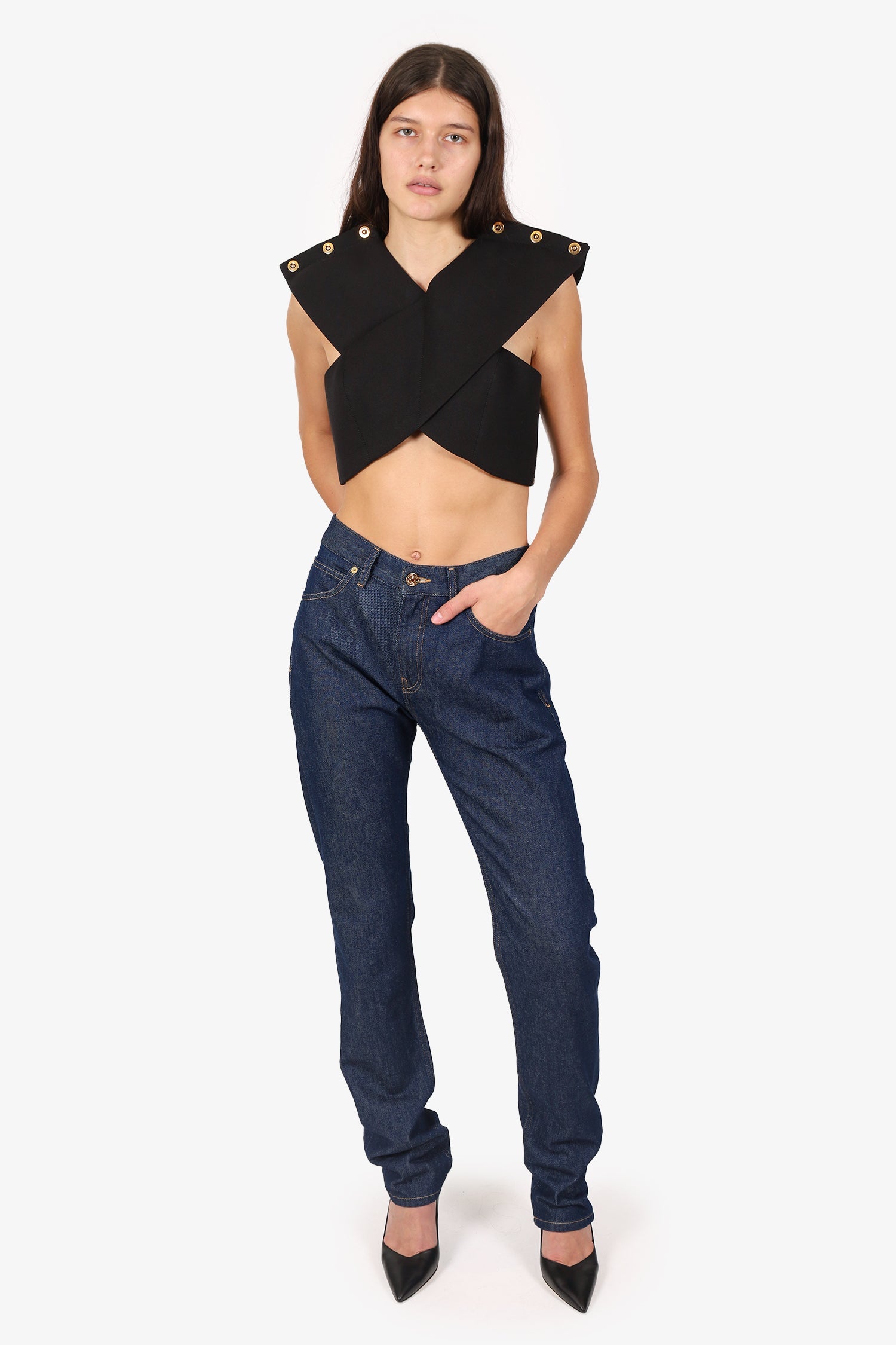 Versace Blue Denim Straight Leg Jeans Size 30