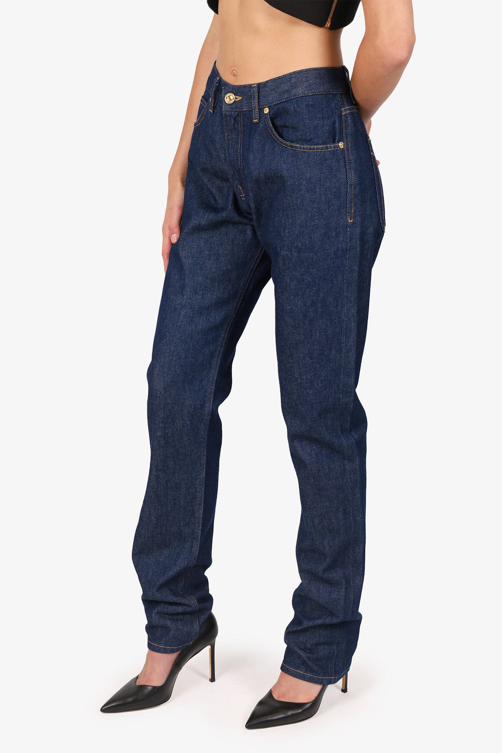 Versace Blue Denim Straight Leg Jeans Size 30