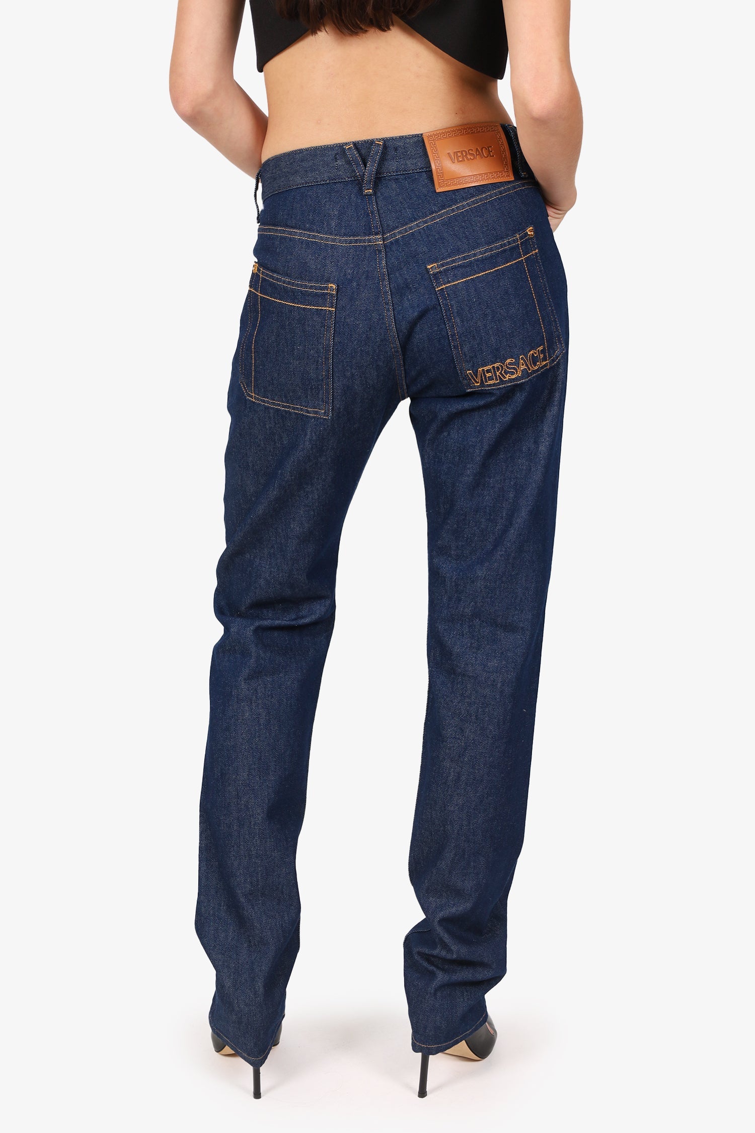 Versace Blue Denim Straight Leg Jeans Size 30