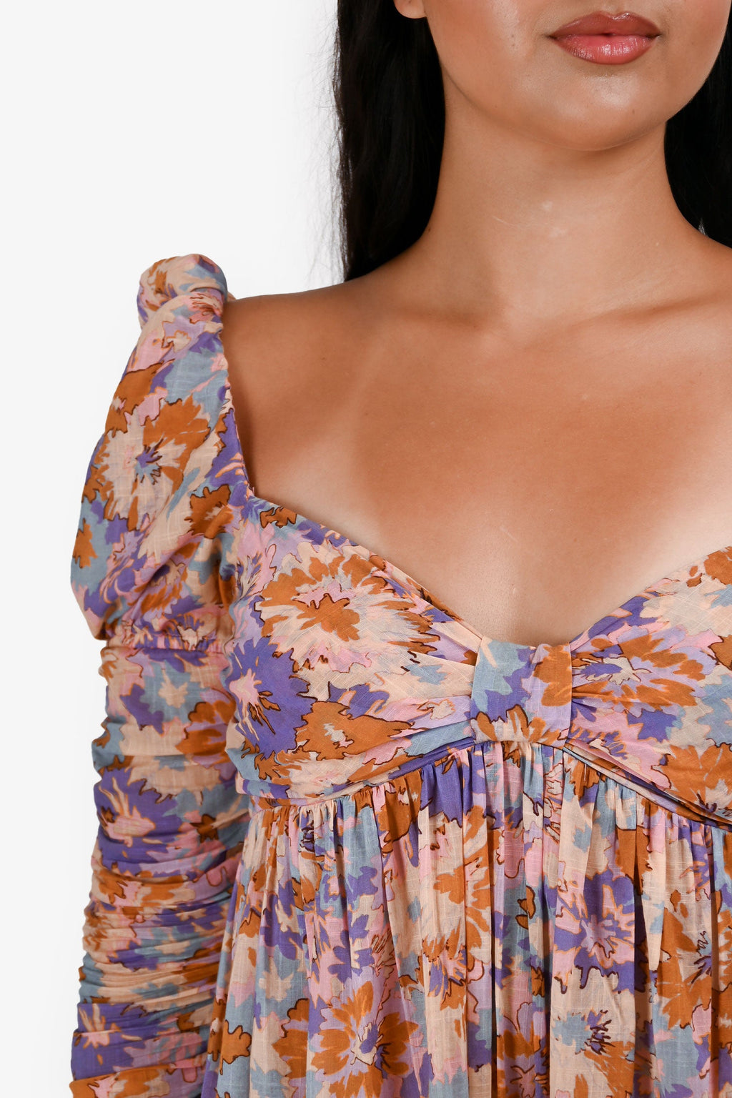 Zimmermann Purple/Orange Cotton Floral Off Shoulder Maxi Dress Size 2