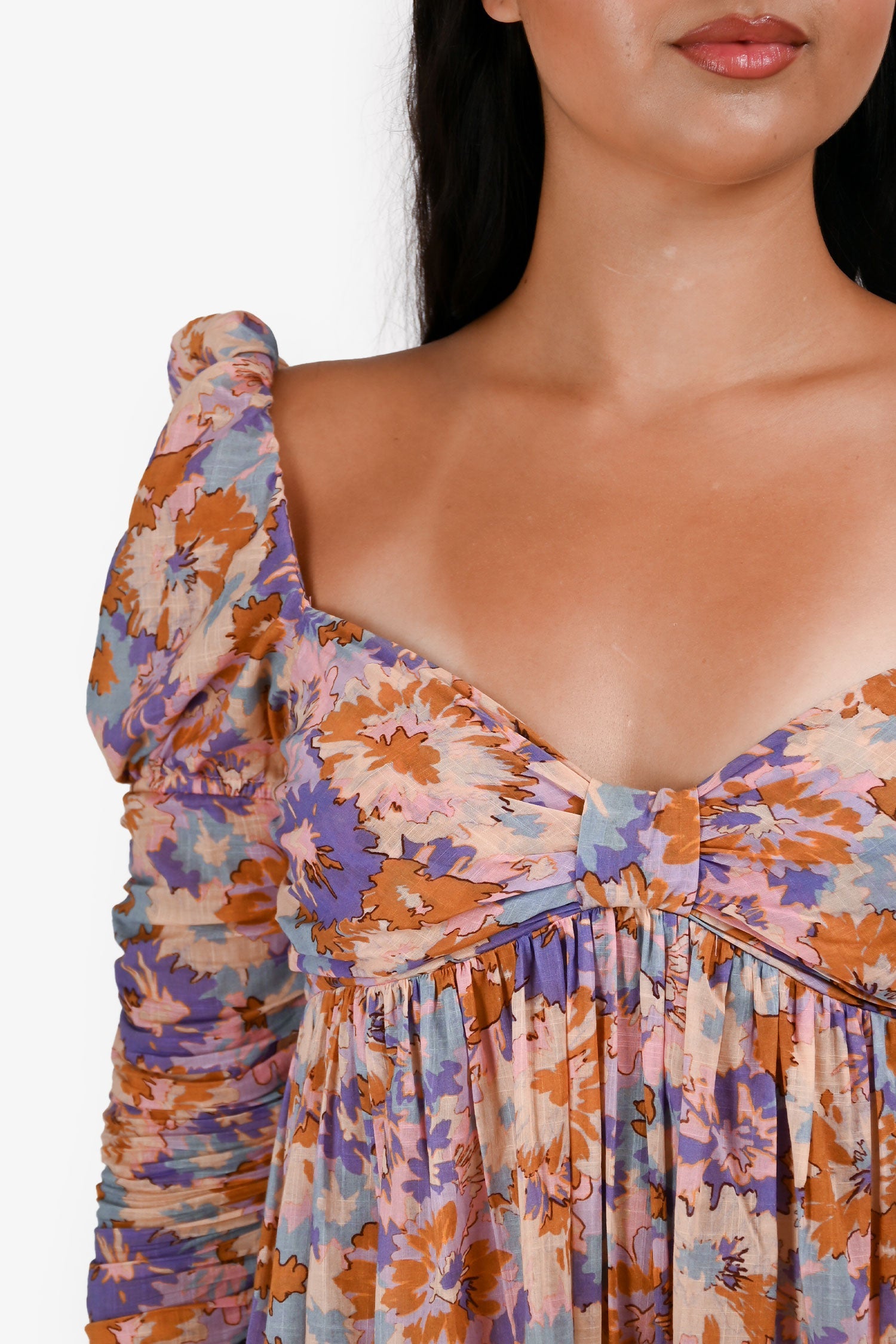 Zimmermann Purple/Orange Cotton Floral Off Shoulder Maxi Dress Size 2
