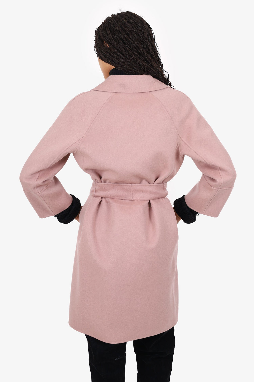 'S MaxMara Blush Pink Wool Belted Coat Size 4