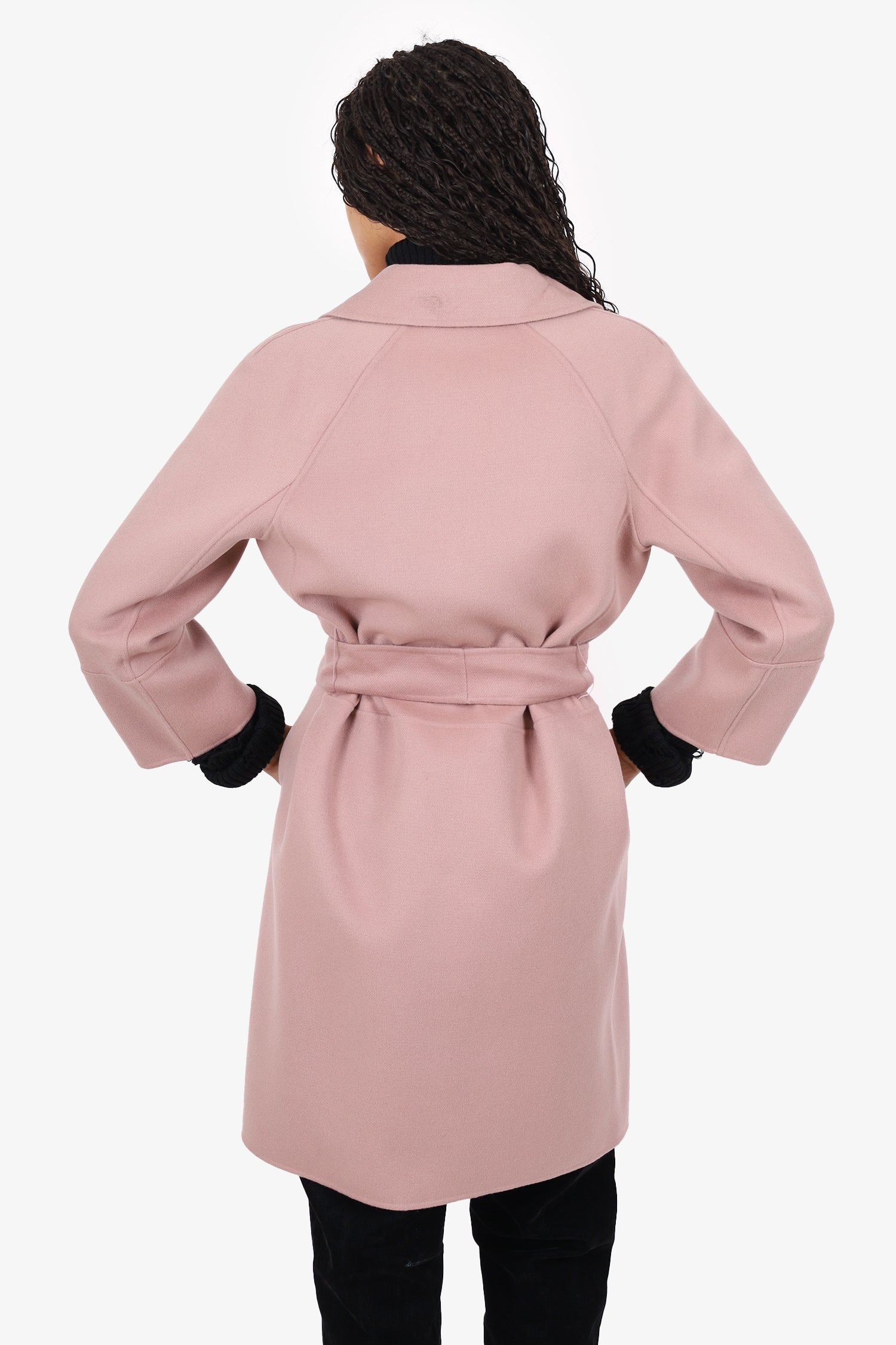 'S MaxMara Blush Pink Wool Belted Coat Size 4