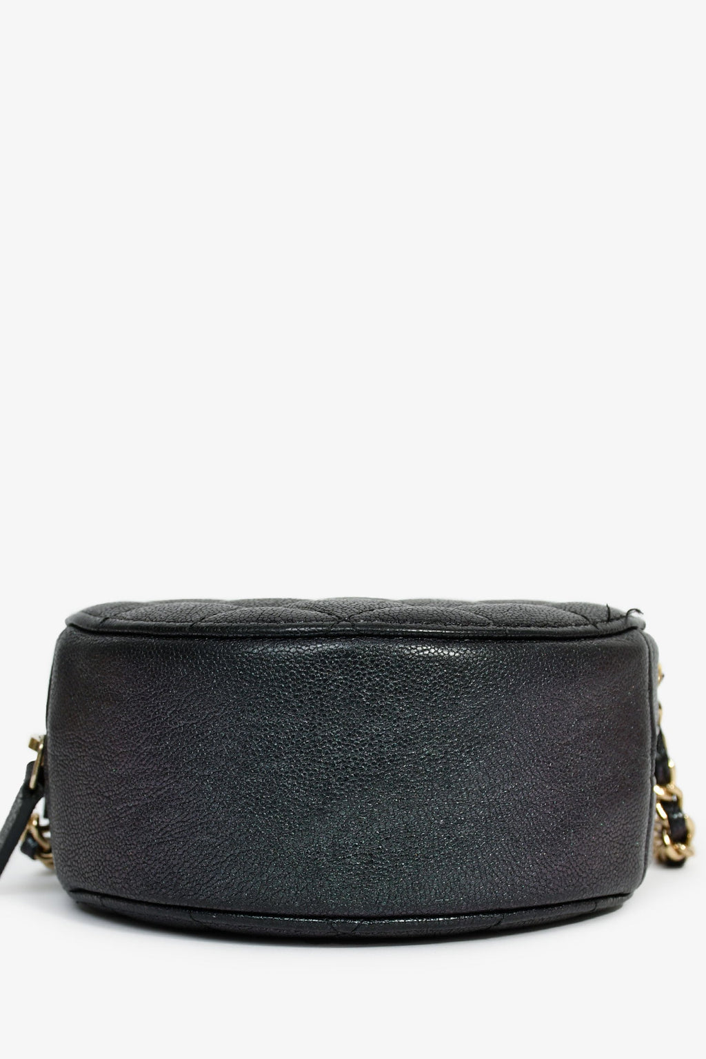 Pre-Loved Chanel™ 2018/19 Iridescent Black Caviar Round Crossbody