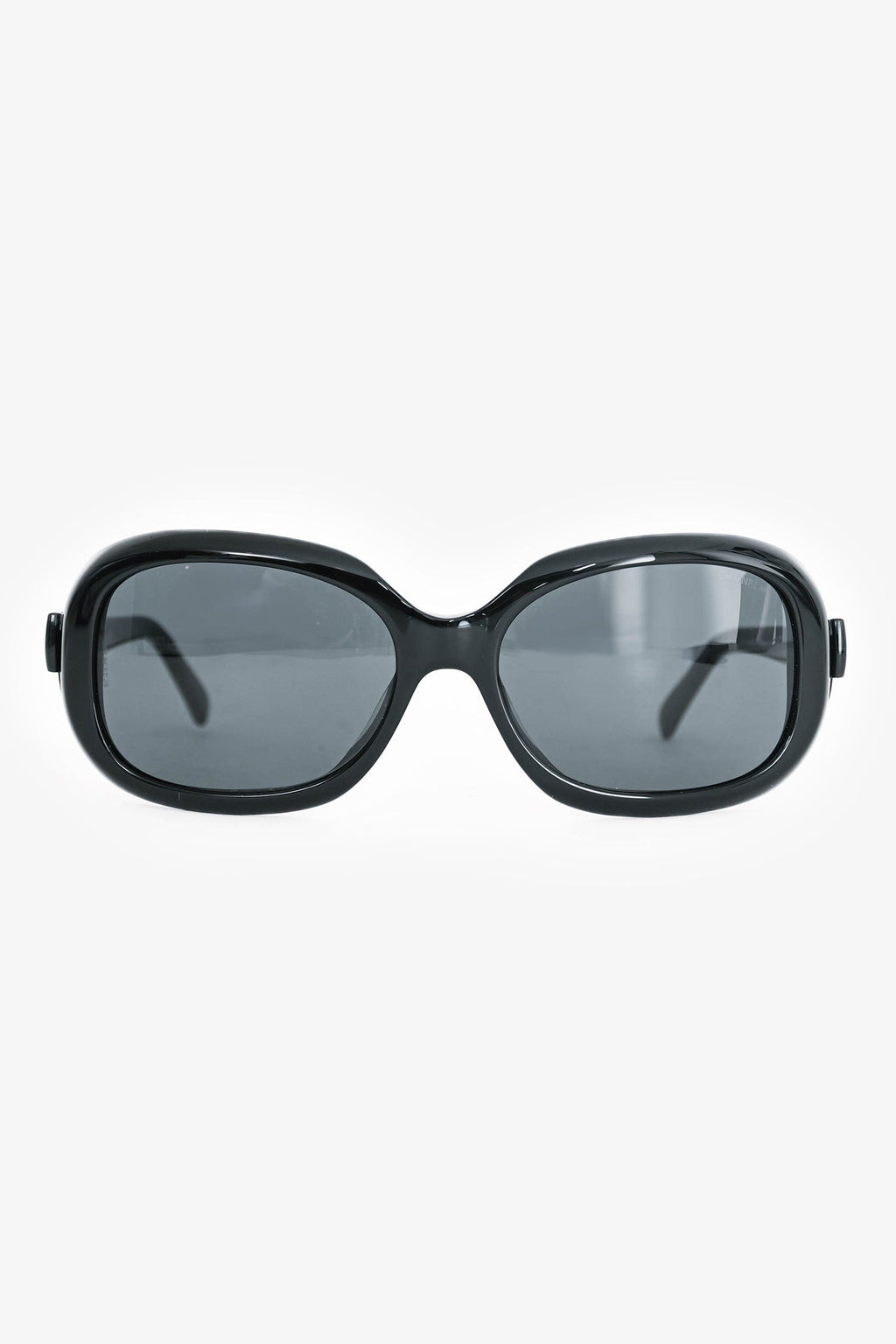 Pre-Loved Chanel™ Black Acrylic Rectangular Bow Detail Sunglasses