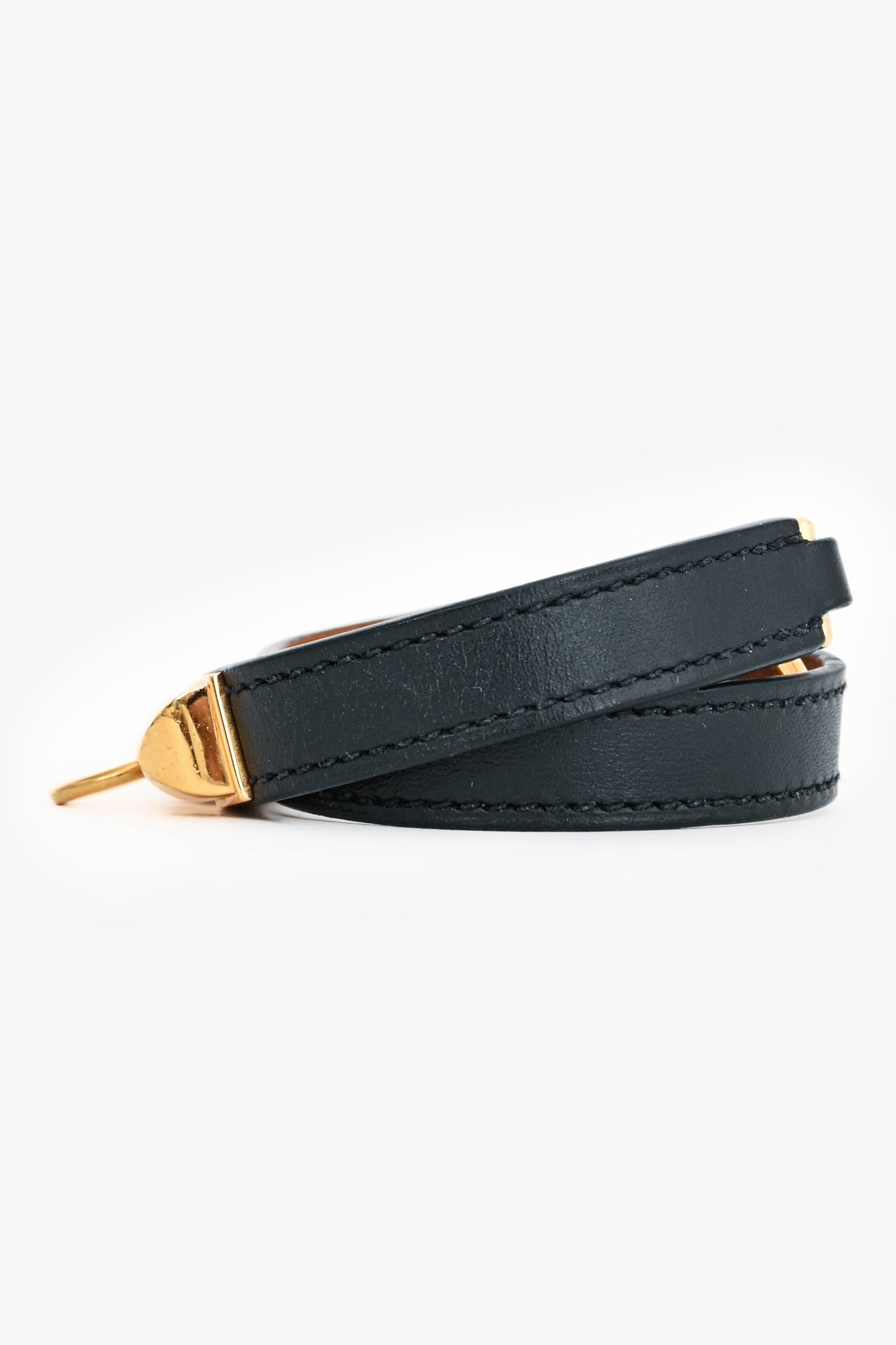 Hermès Black Leather 'Rivale' Double Tour Bracelet