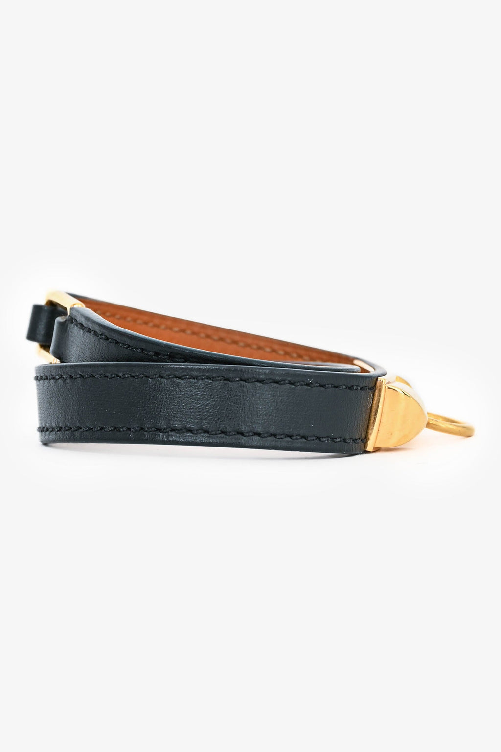 Hermès Black Leather 'Rivale' Double Tour Bracelet