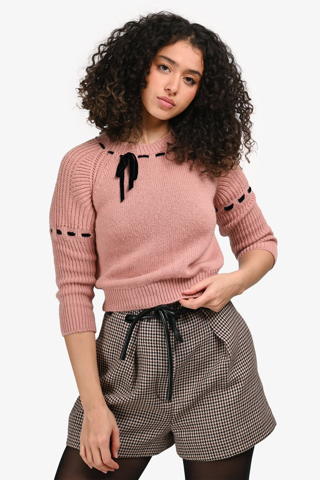 Miu Miu Pink Wool Stitch Detailed Sweater Size 38