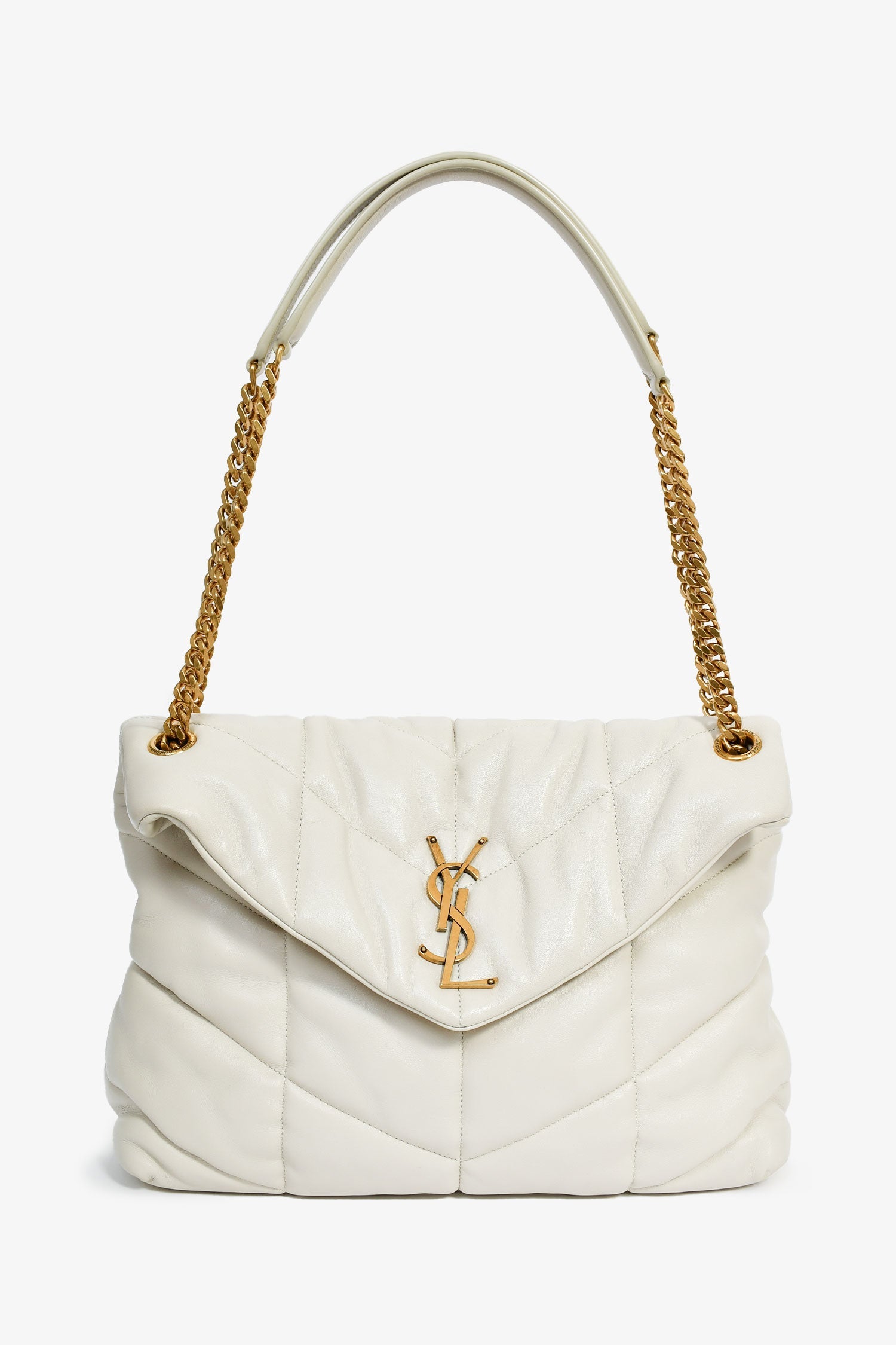 Saint Laurent 2019 White Leather Medium 'Lou Lou' Shoulder Bag