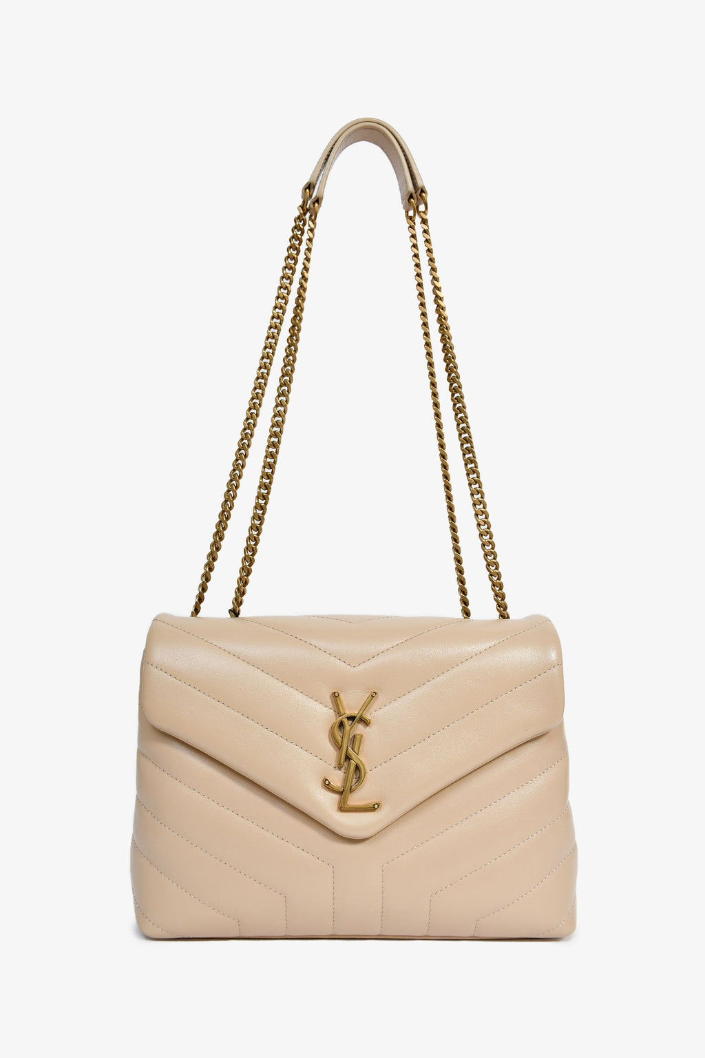 Saint Laurent Beige Leather Small 'Lou Lou' Shoulder Bag