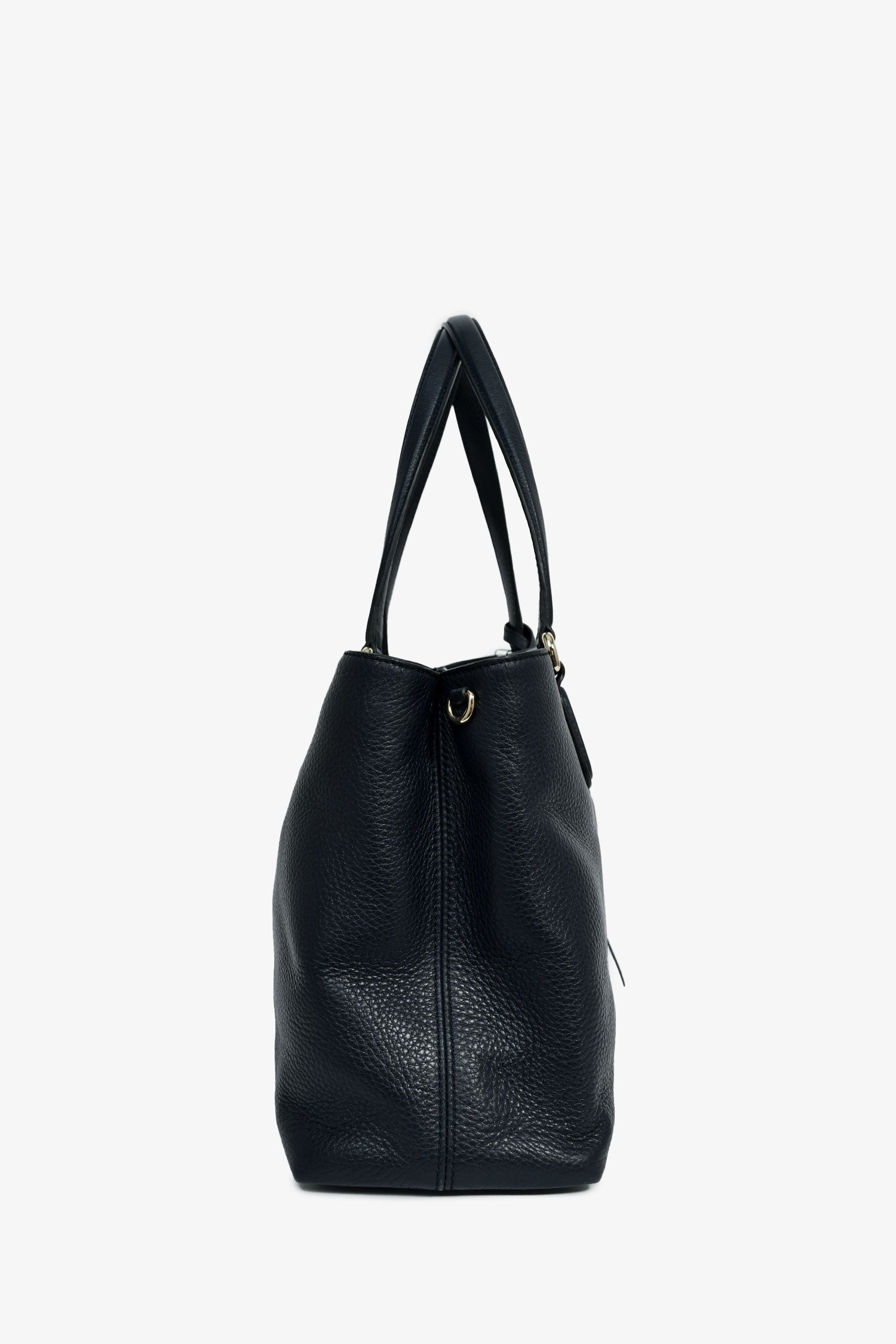 Gucci Navy Leather Interlocking G Soho Tote Bag