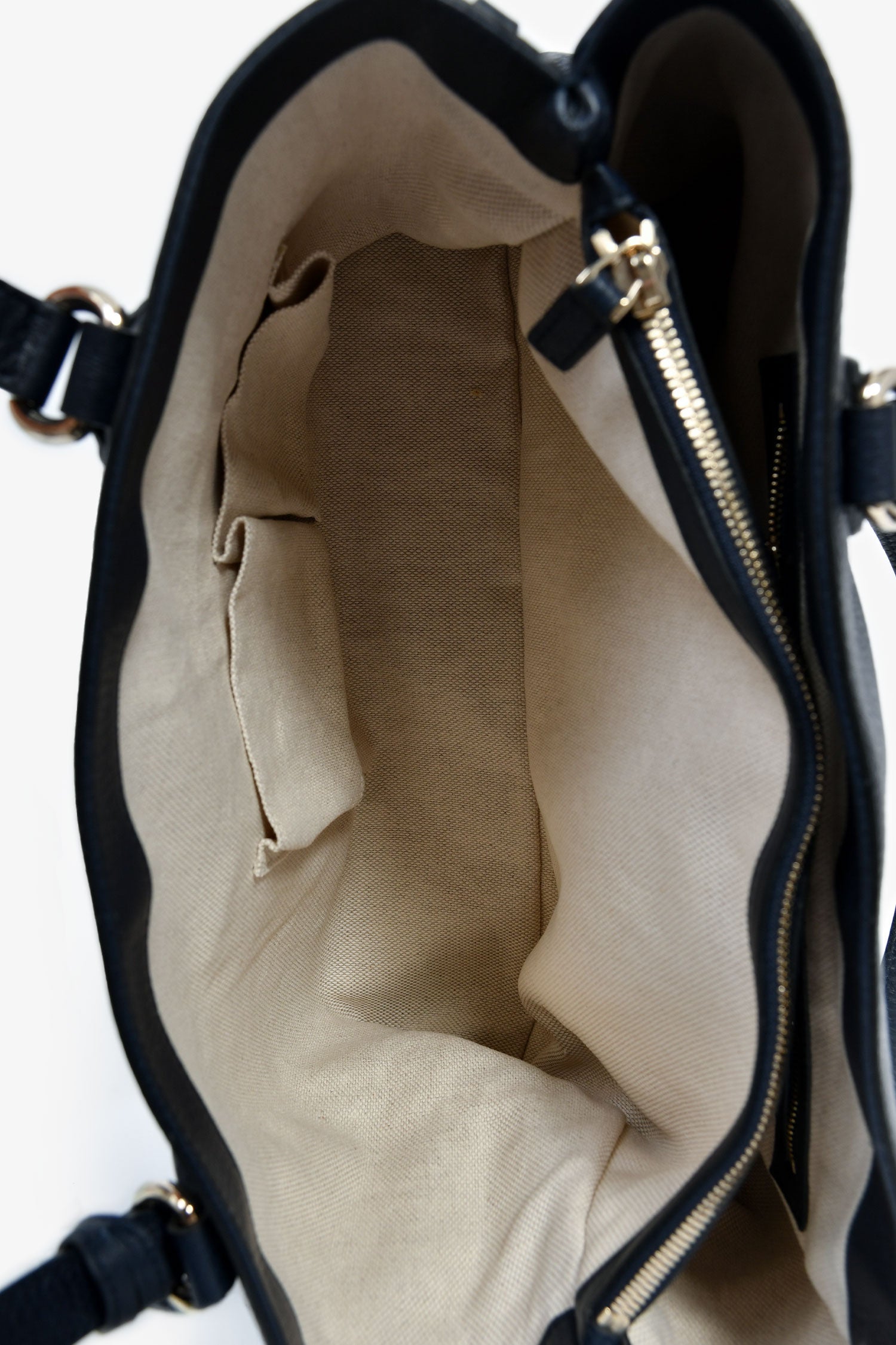 Gucci Navy Leather Interlocking G Soho Tote Bag