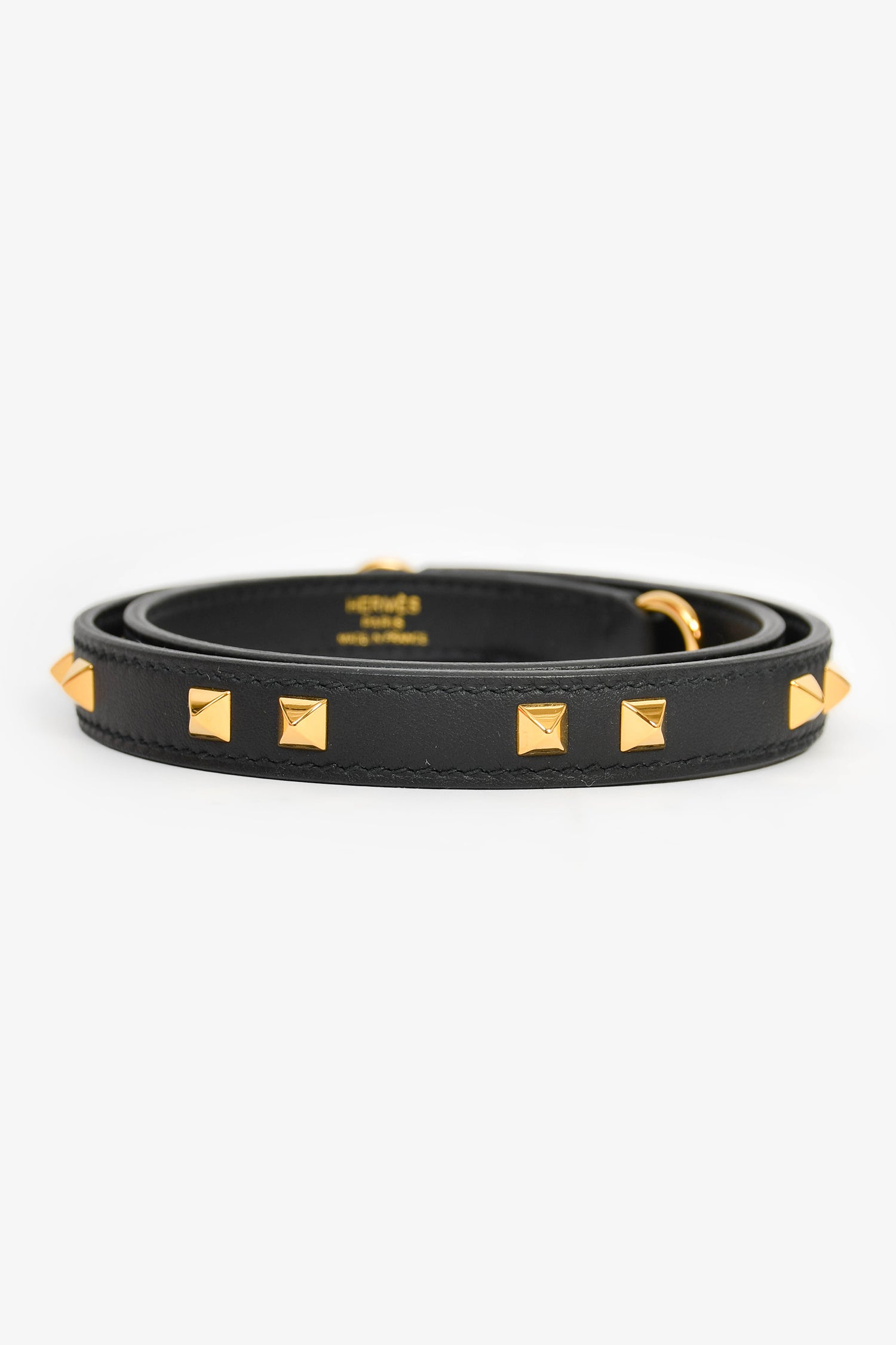 Hermès Black Leather Studded Bag Strap
